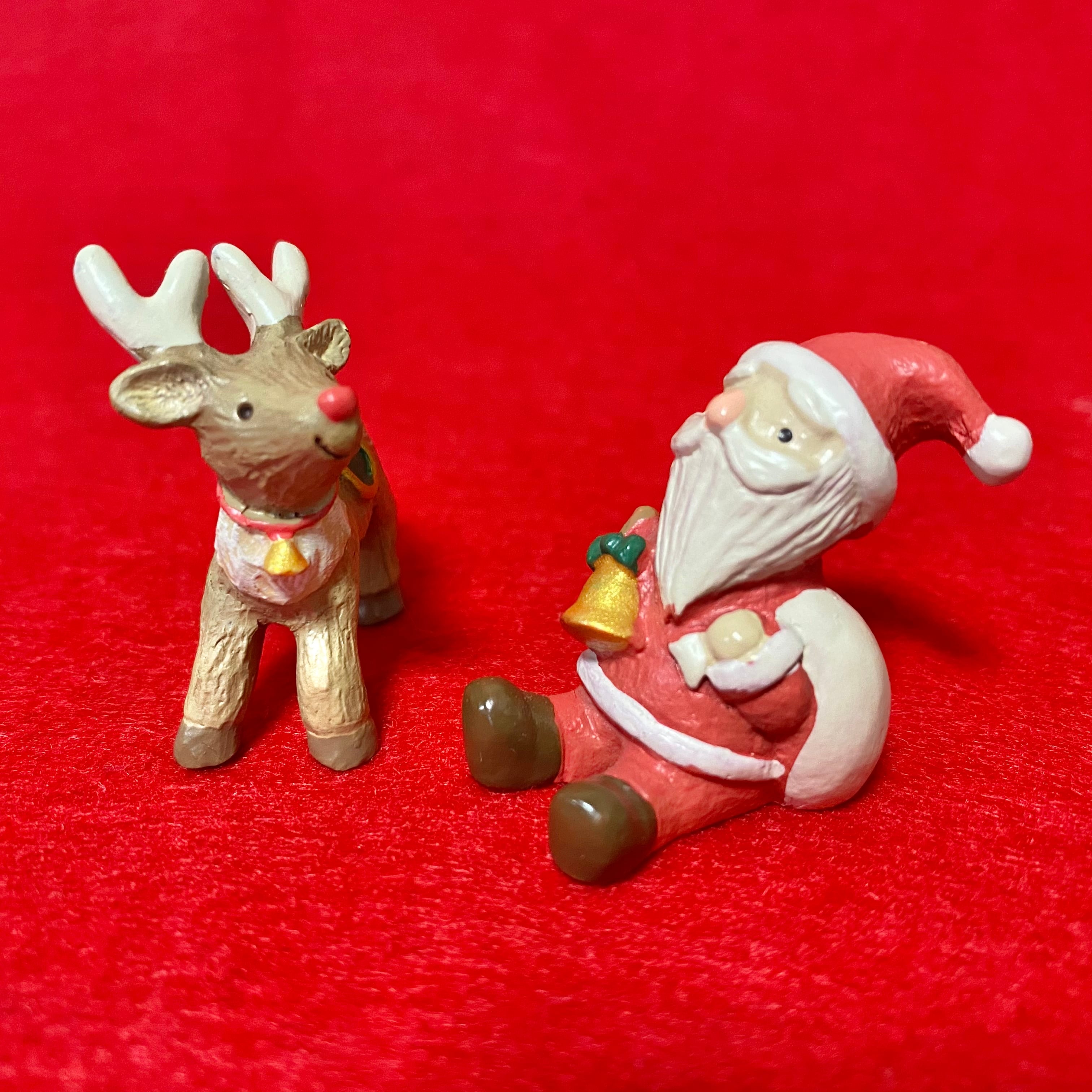 2way】サンタとトナカイ ミニセット 置き型＆ピック クリスマス雑貨
