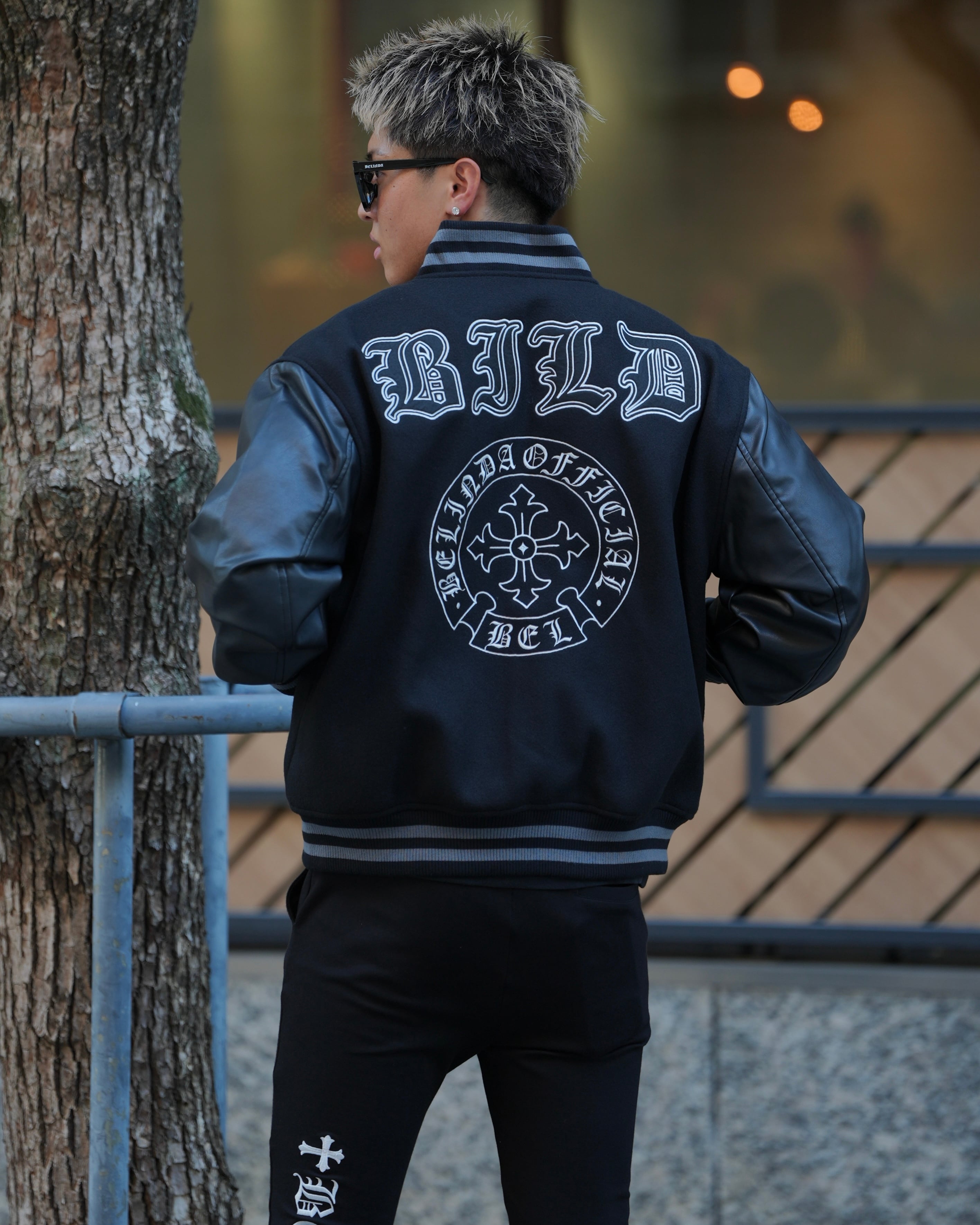 CROSS LEATHER STADIUM JACKET【BEL25-GT1】 | BELINDA OFFICIAL