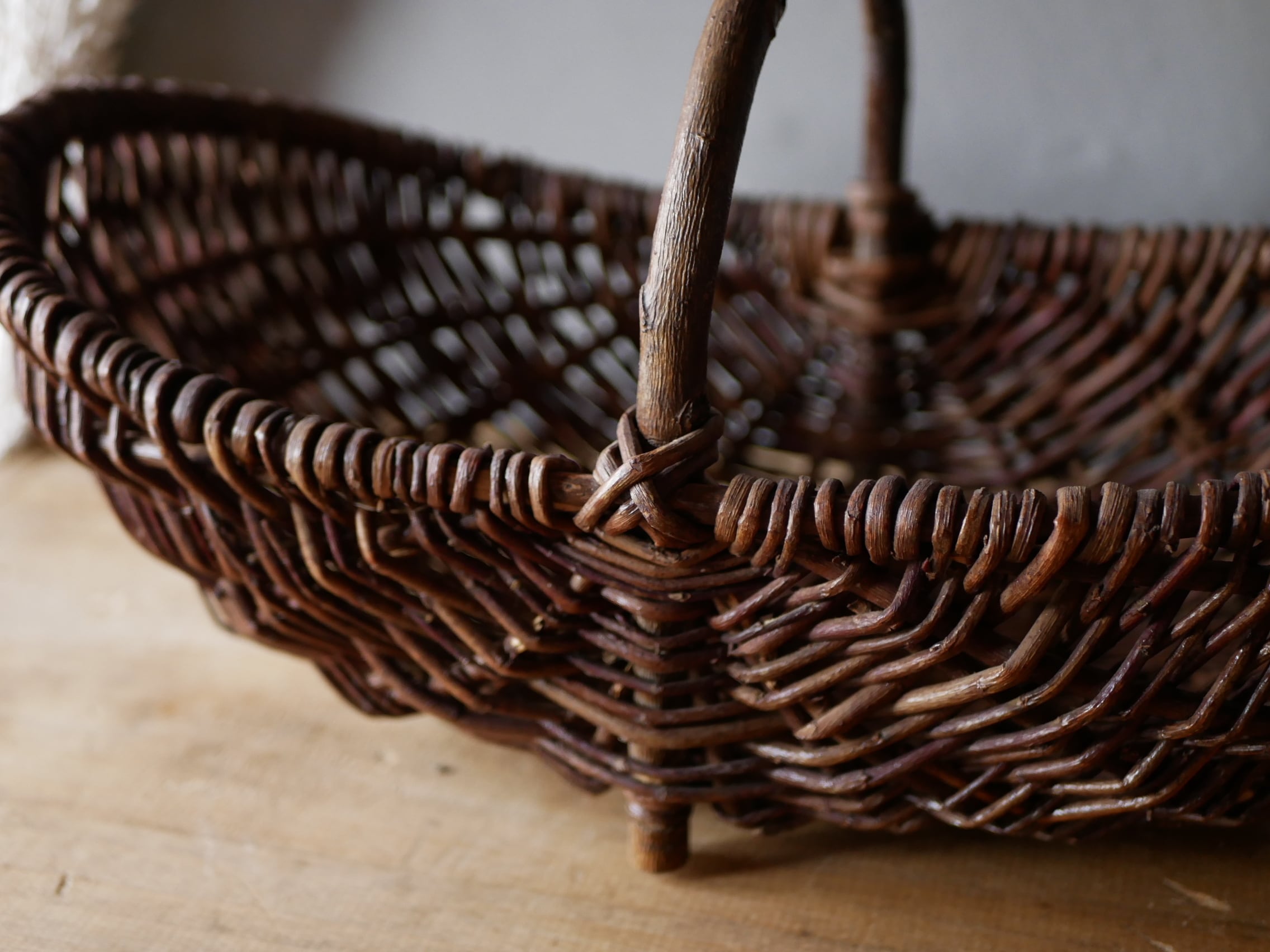 横長パニエ かご 籠 バスケット フランスブロカント アンティークの