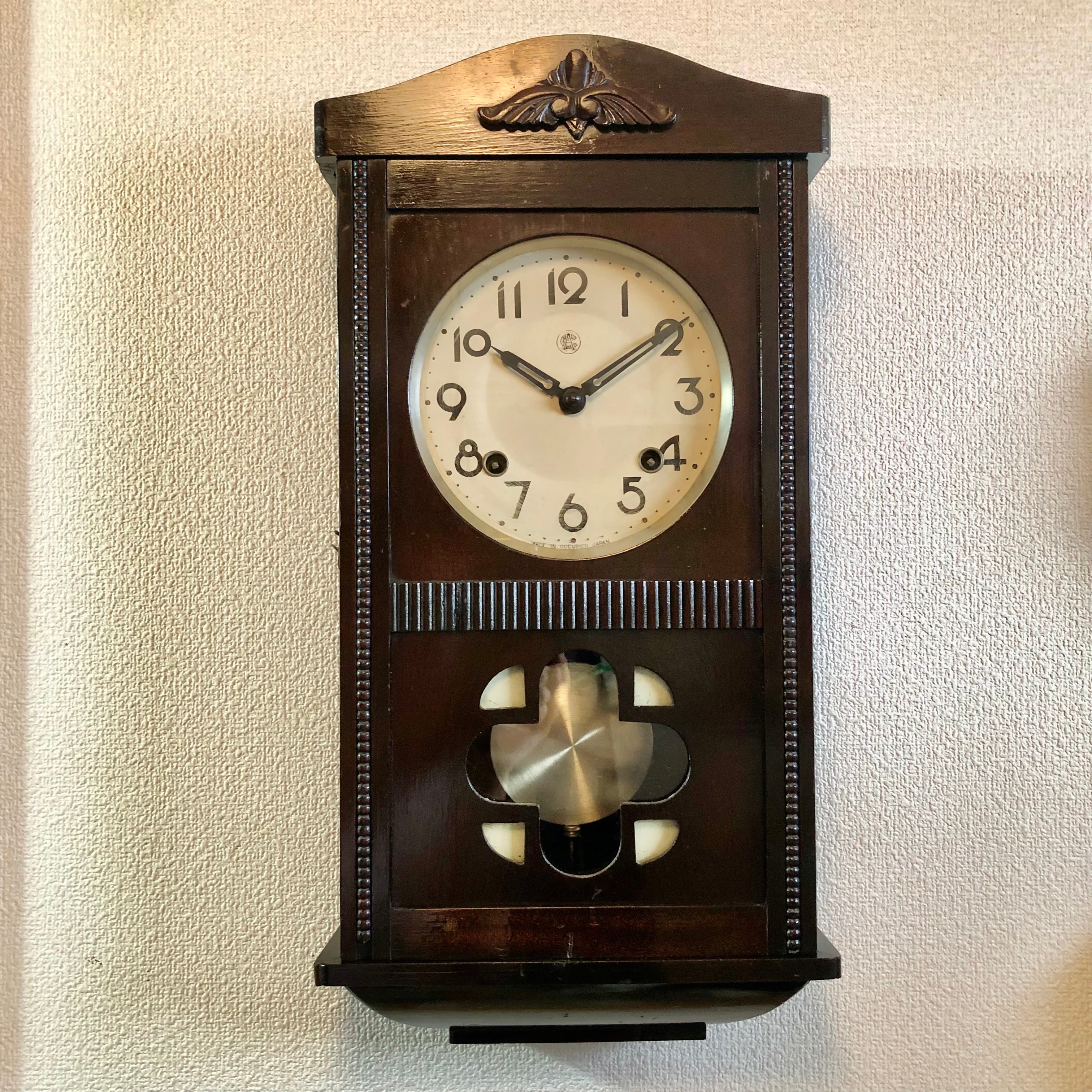 希少」昭和レトロ Meijiゼンマイ時計 オキュパイドジャパン 掛時計 古