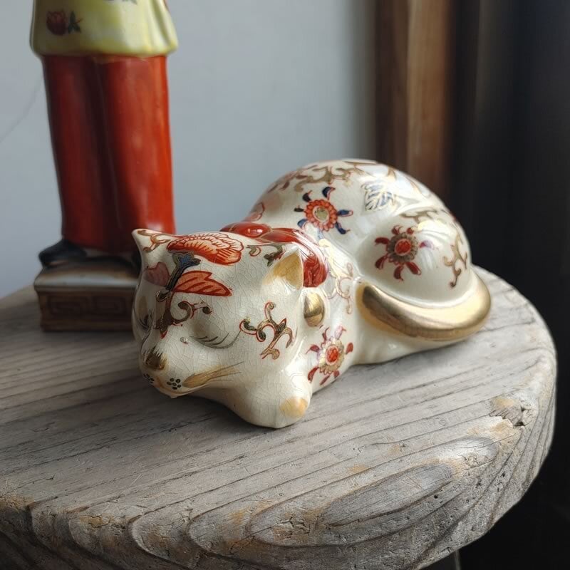 Andrea by Sadek 伊万里焼 眠り猫 置物 フィギュリン メイドイン