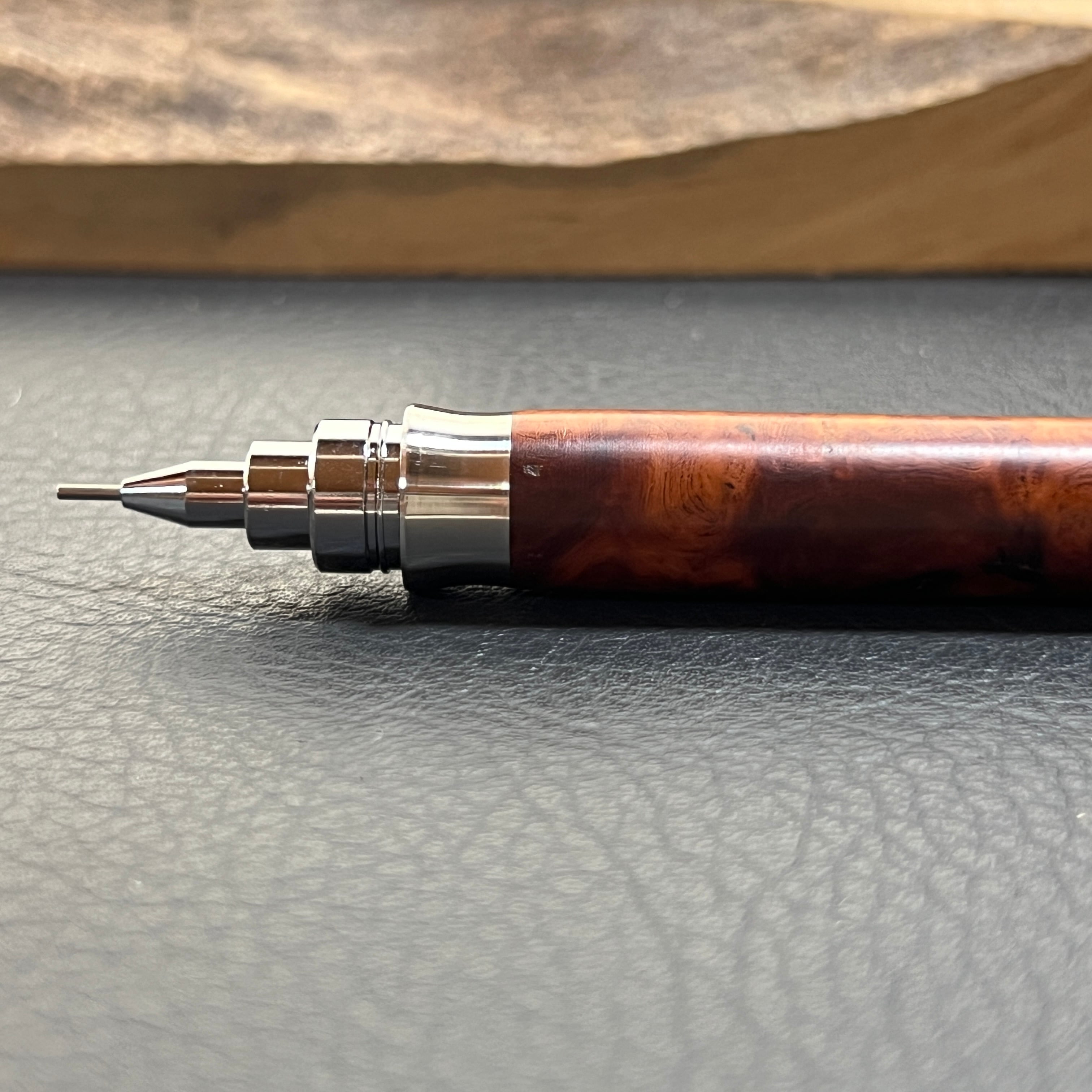 40花梨瘤濃色 木製シャーペン 最強低重心Rタイプ ステンレス | Pay ID