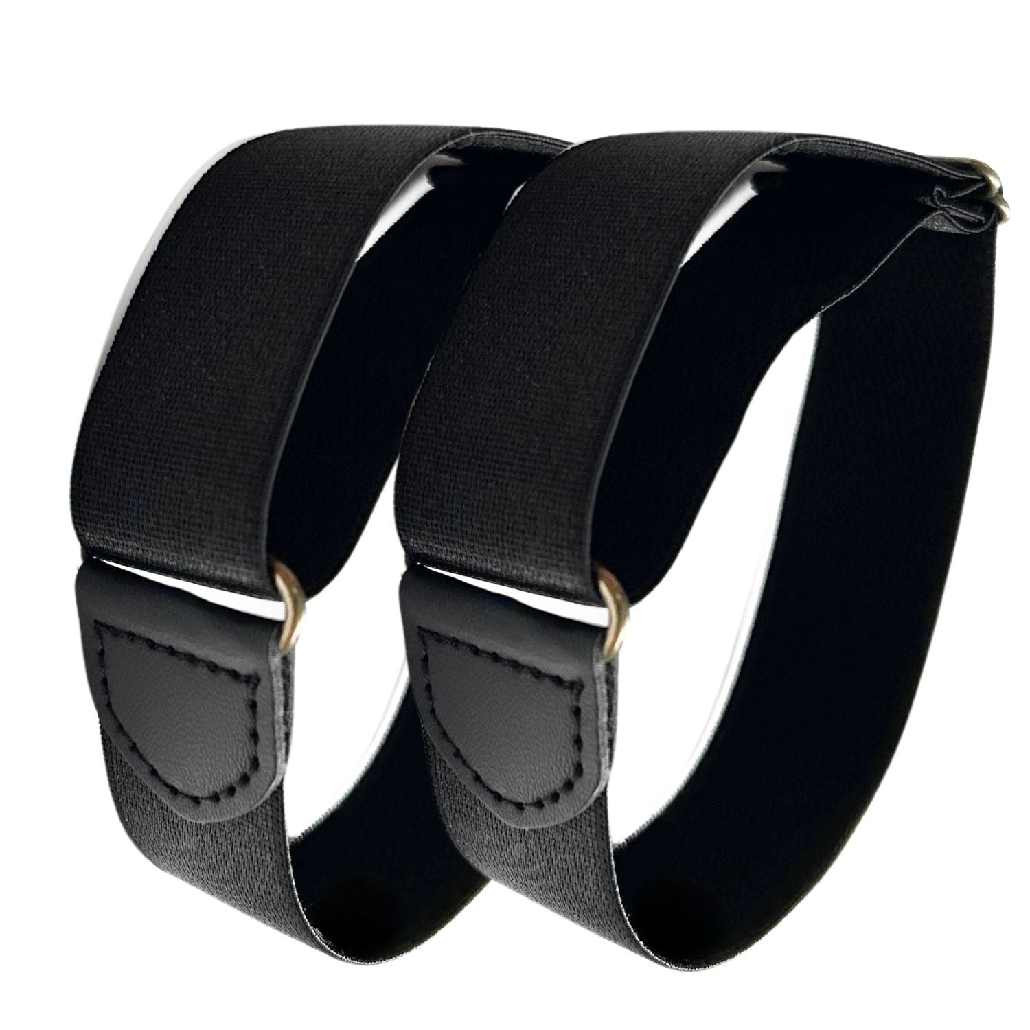 haoa アームバンド 艶ありゴム 革タブ アームベルト 2個セット アーム