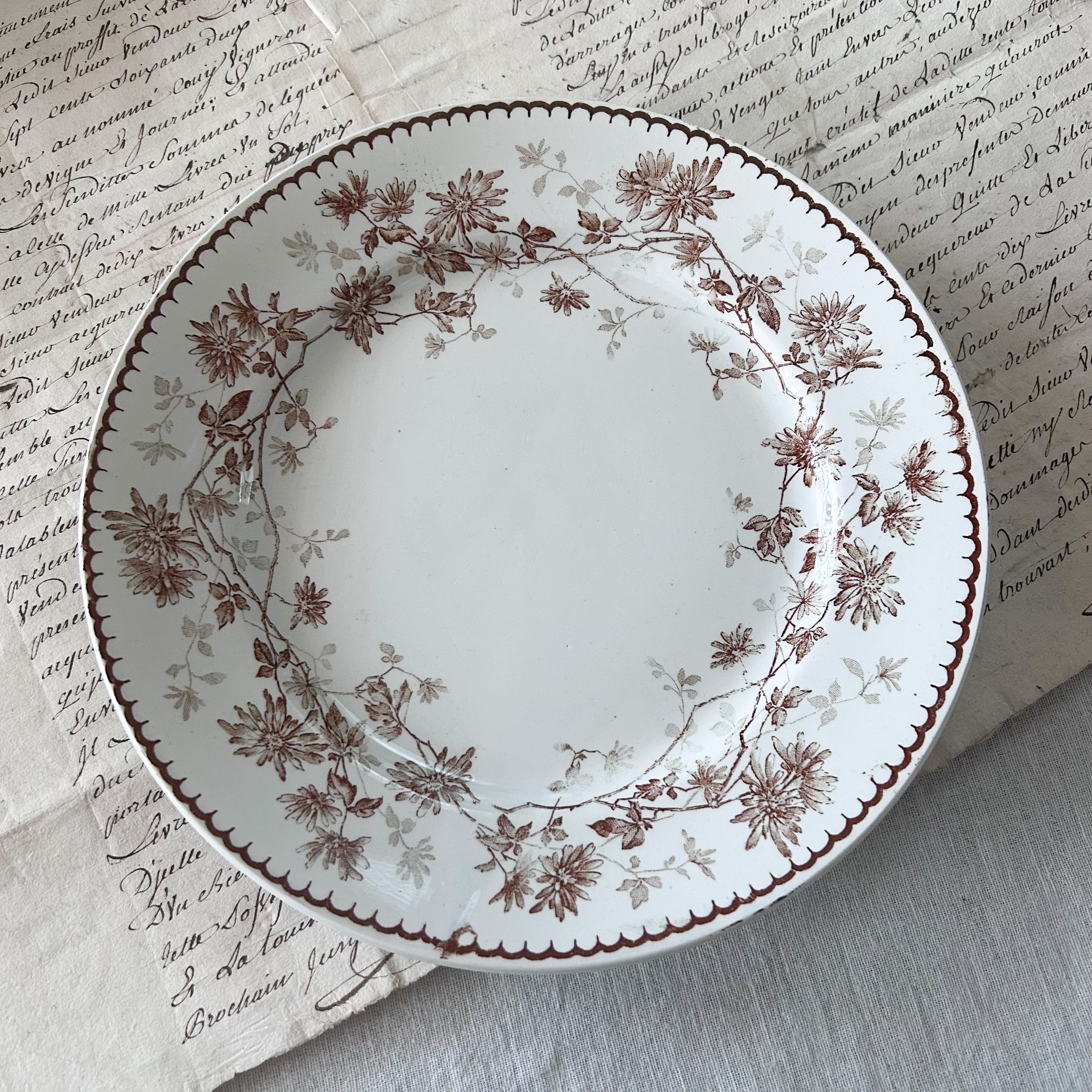 フランスアンティーク クレイユモントローmugetプレート アンティーク