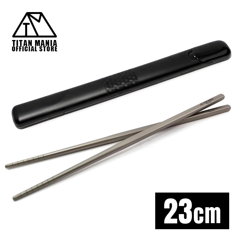 箸 チタン製 23cm 軽量 頑丈 角箸 菜箸 長い 太い 純チタン 1膳 滑り