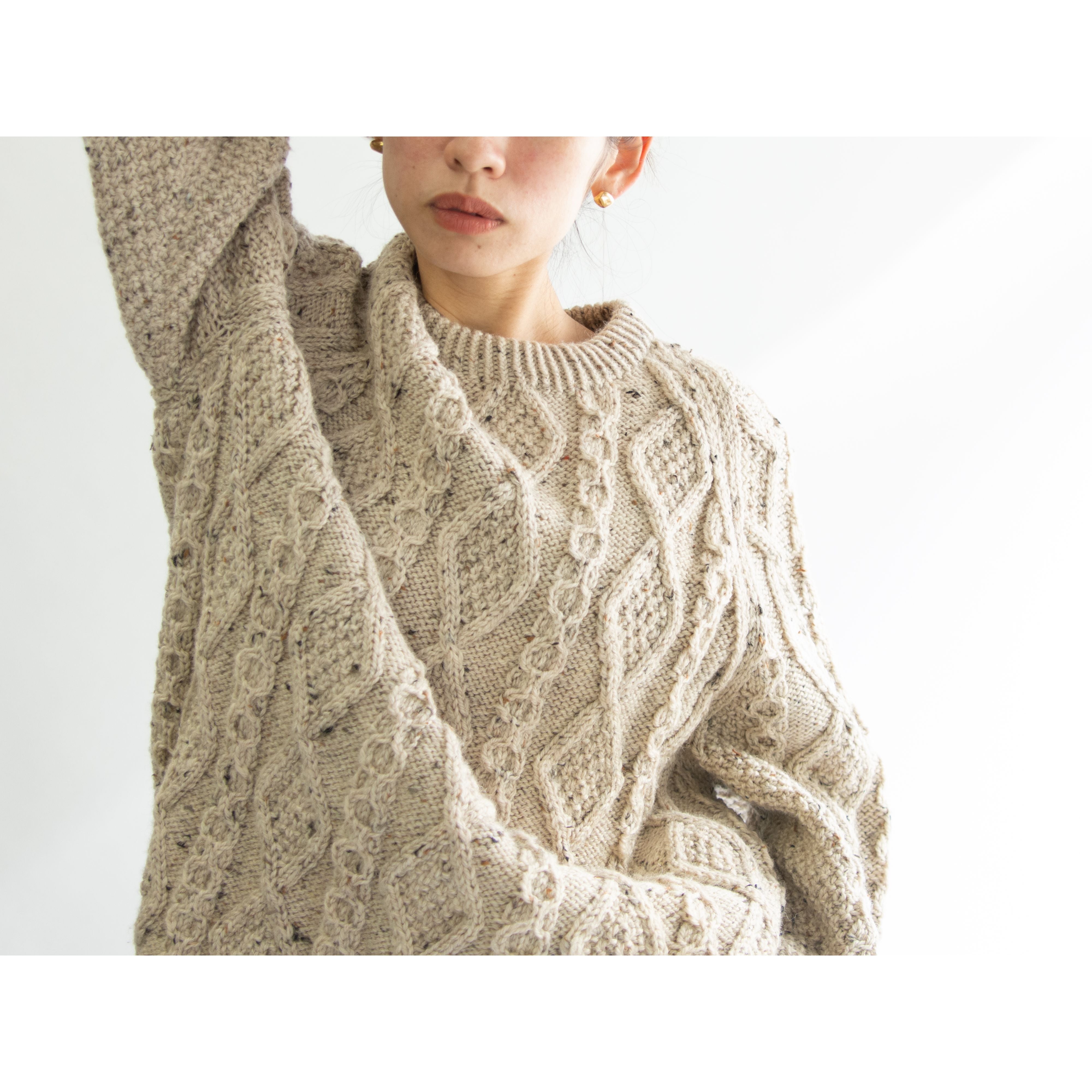 O'Maille】Made in Ireland crewneck Aran sweater（オモーリャ