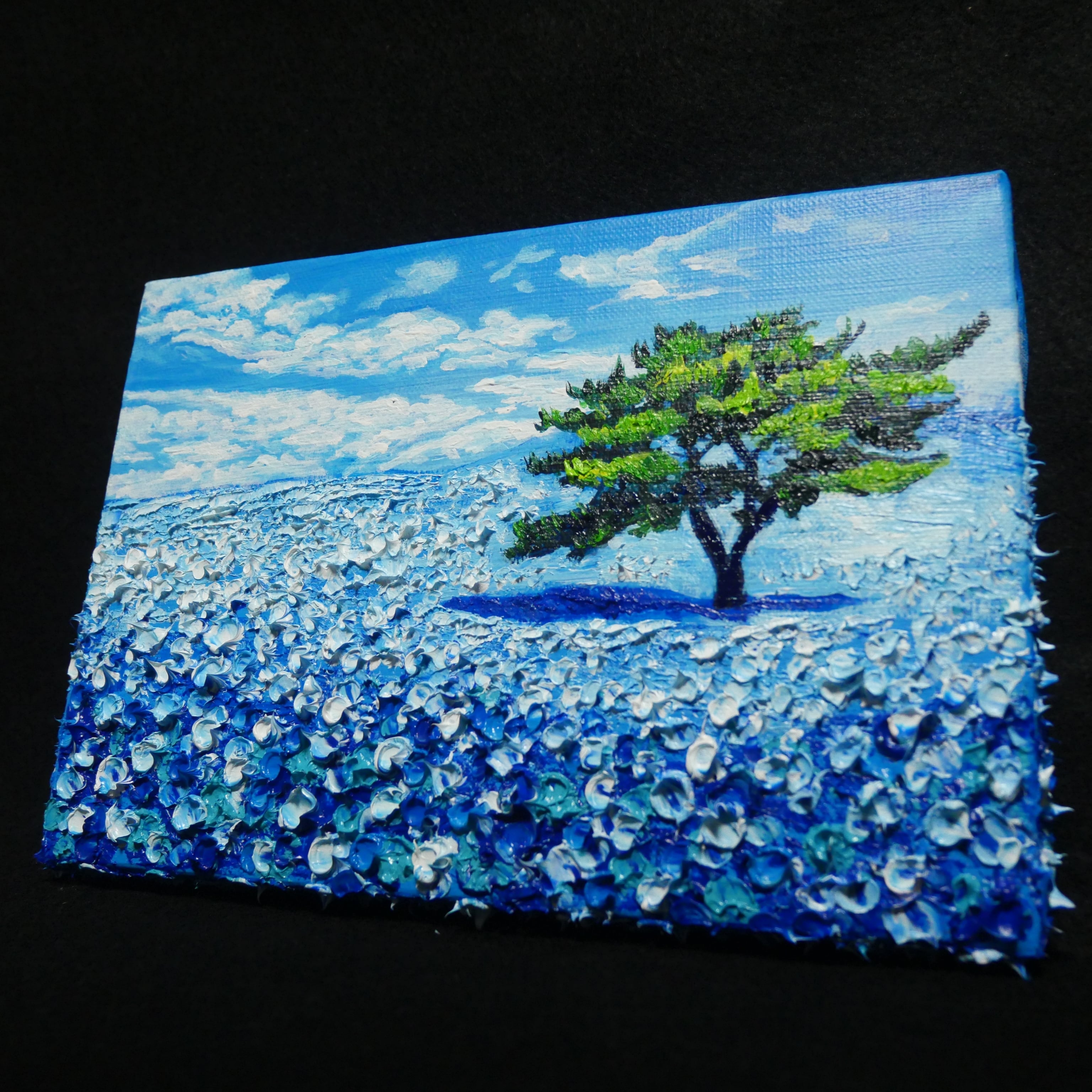 油絵 油彩 油彩画 絵 絵画【ネモフィラの丘】SM号 | HIROSHI1990