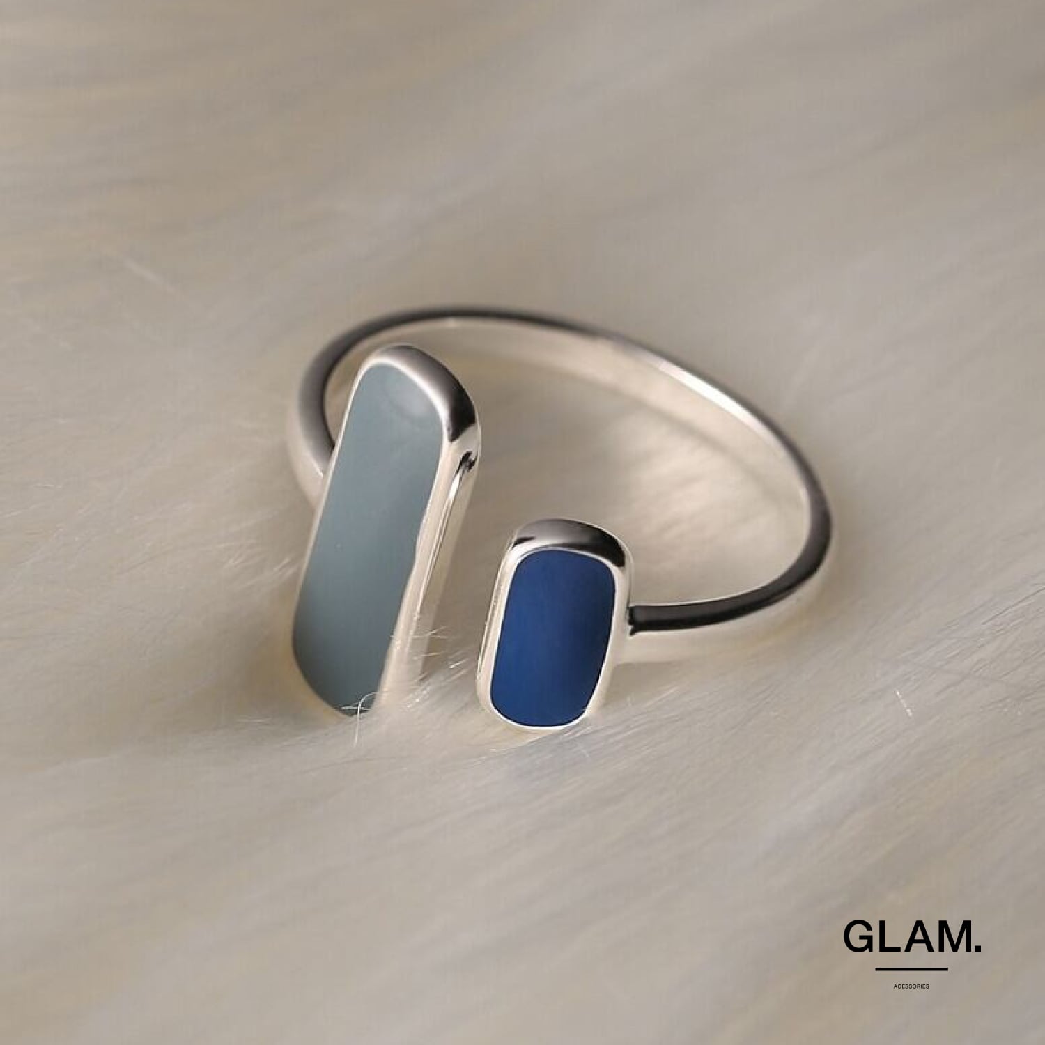 バイカラーストーンリング シルバー | 金属アレルギーに悩む女性向け