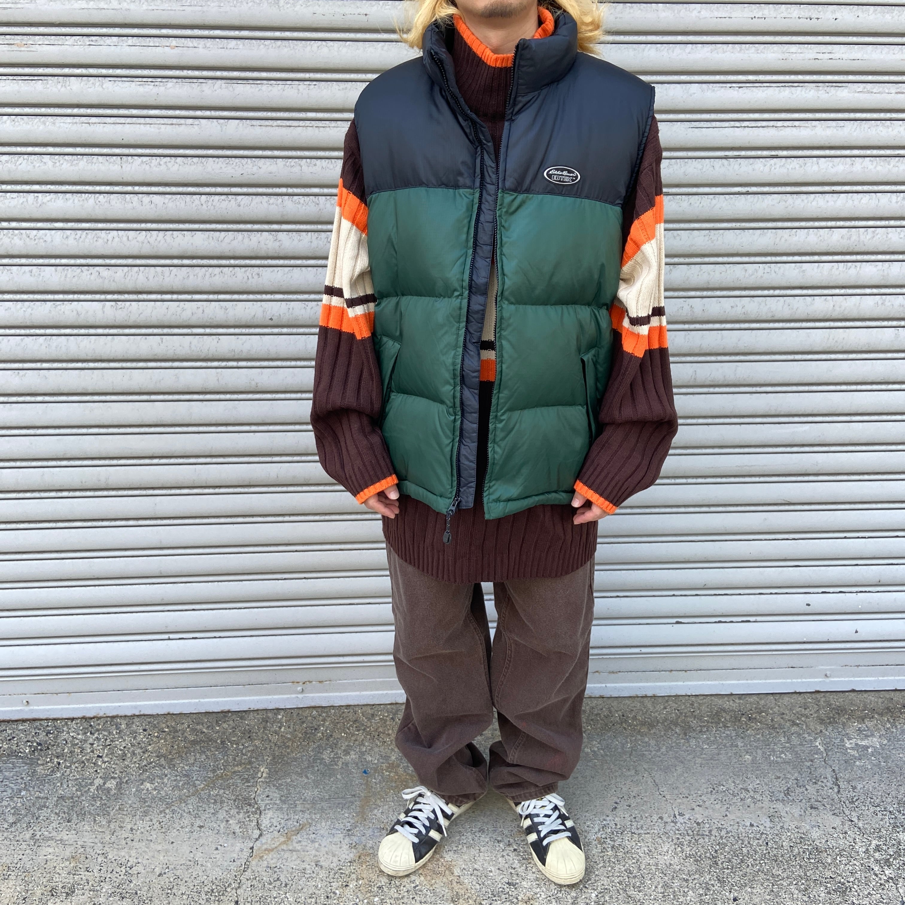 90s Eddie Bauer EBTEK 切替ダウンベスト XL 緑黒 | 古着屋 Uan