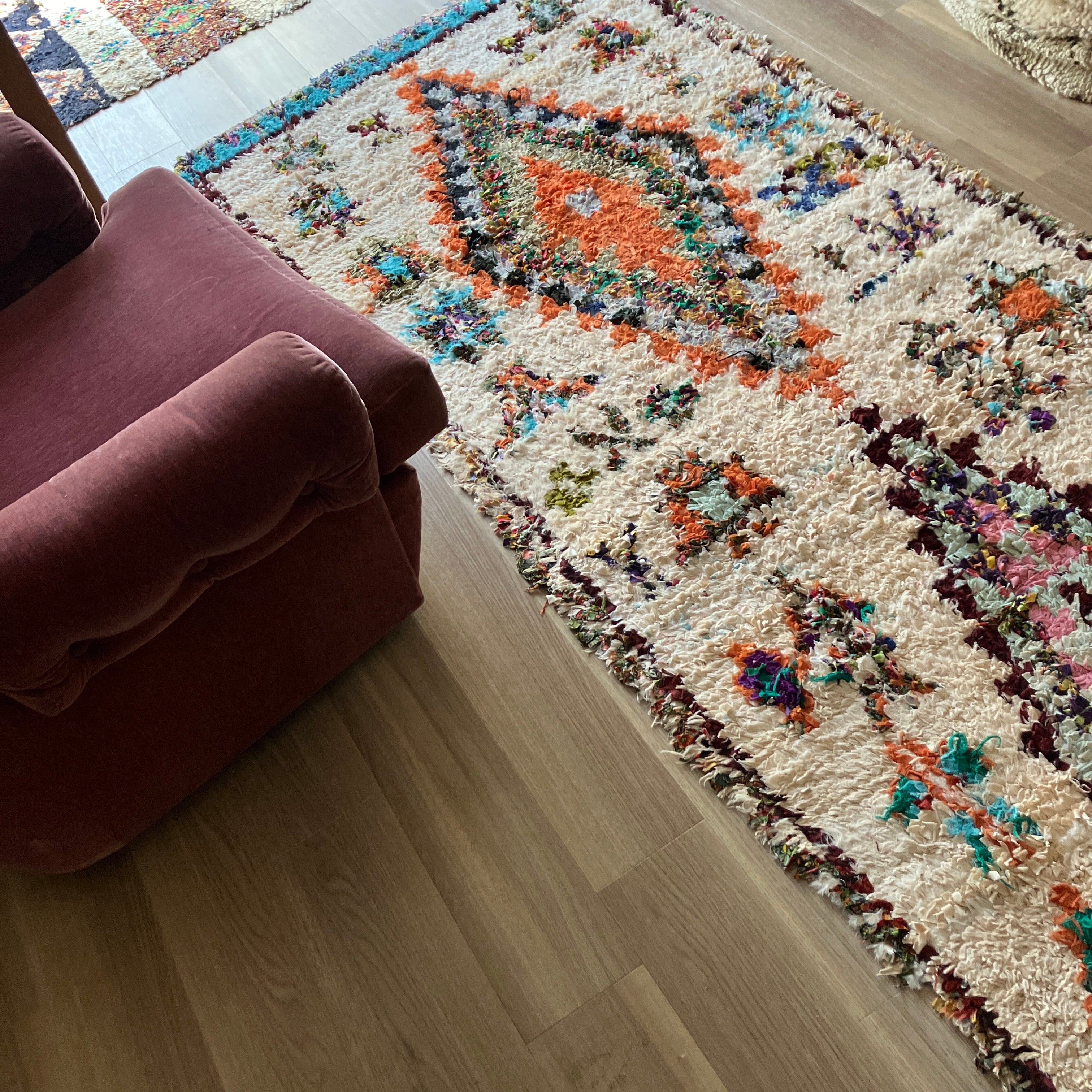 モロッコ ヴィンテージボシャルウィットラグ | 旅のカケラ