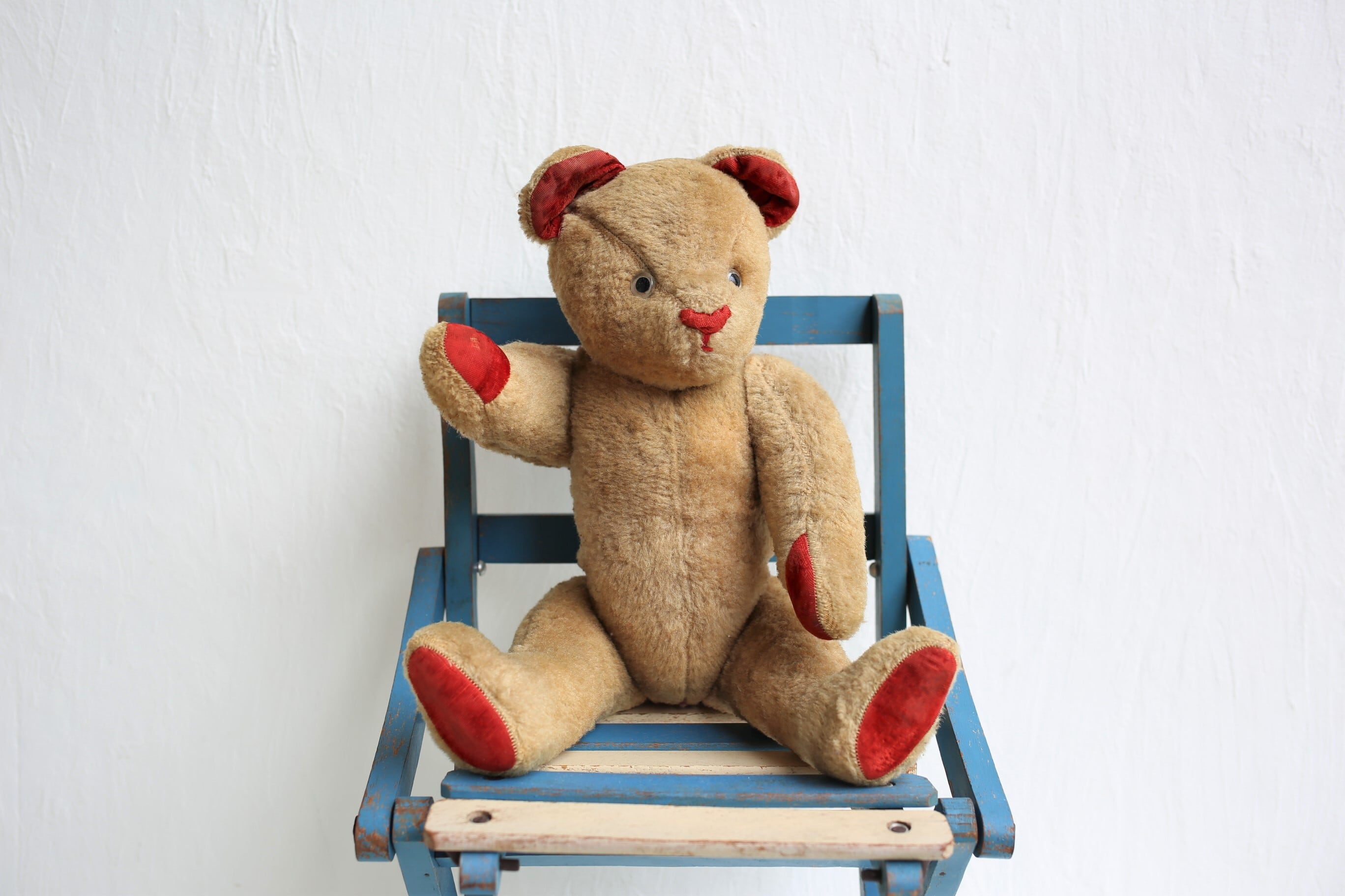 フランス アンティーク ヴィンテージ テディベア 『赤が映える可愛い