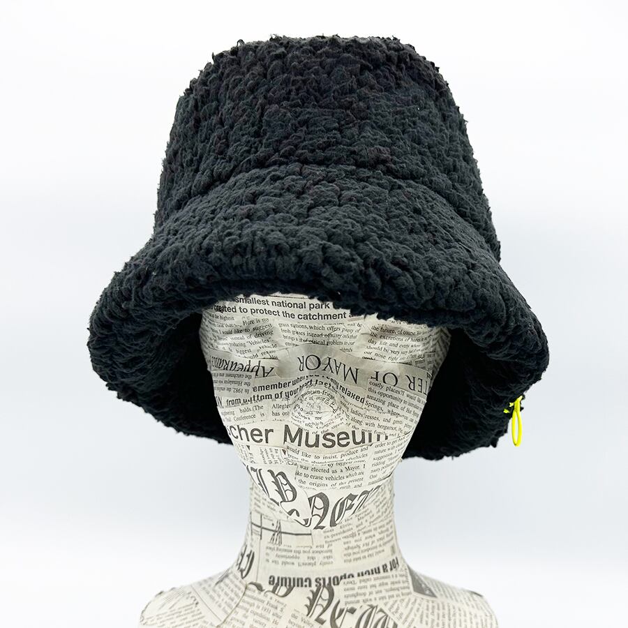 Boa zipper bucket hat ボア ジッパー バケットハット ブラック×ネオン