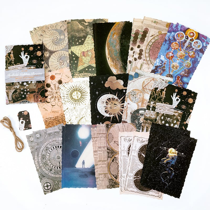 天体コラージュ素材《月野金棕》レトロコレクション/ペーパー30種入り