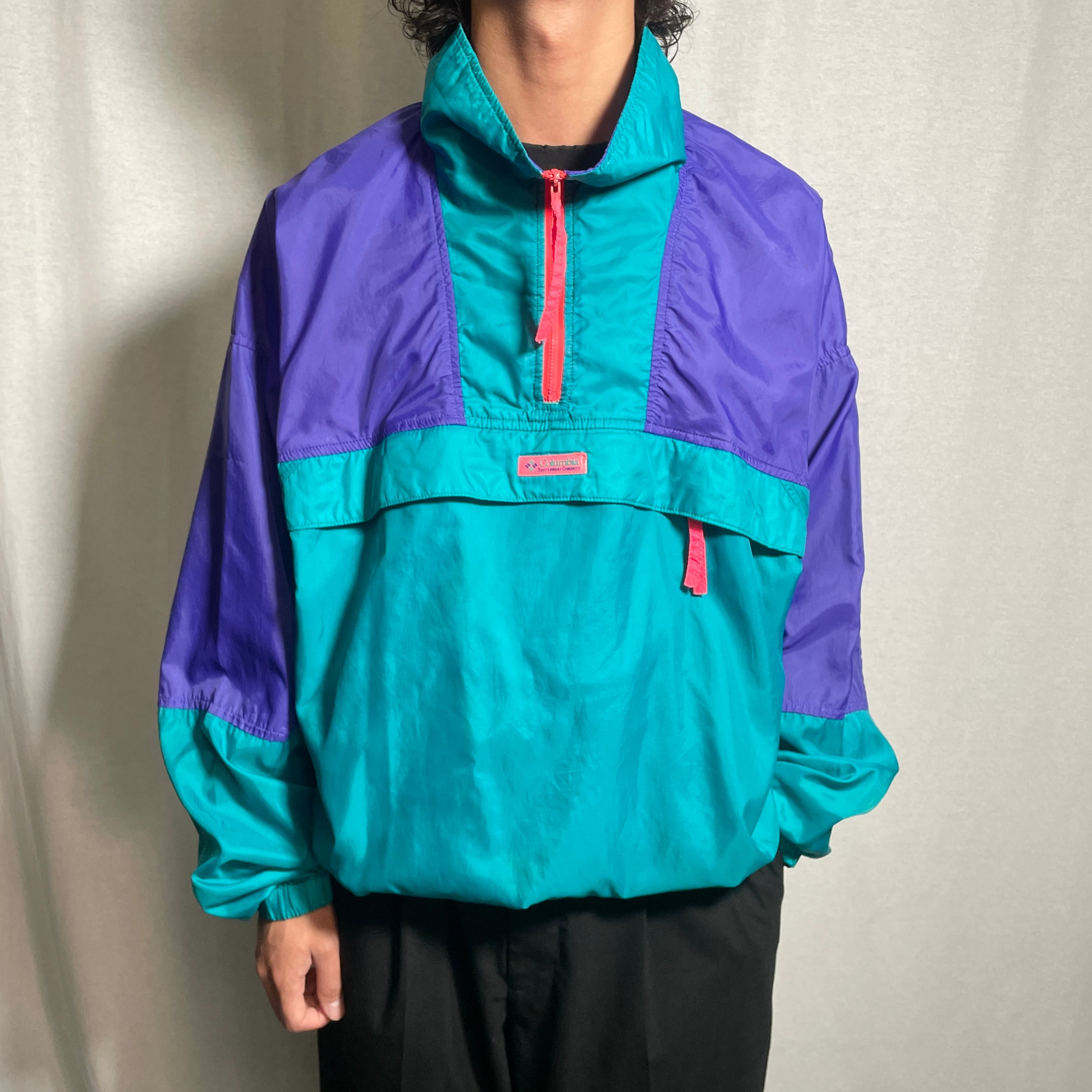 90年代 Columbia コロンビア ナイロンアノラックパーカー プルオーバー