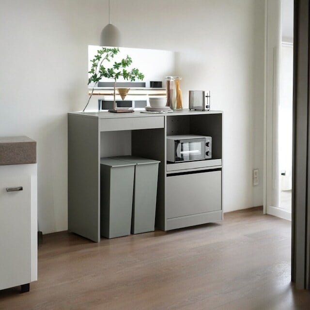 幅120cm【ダストボックス収納キッチンラック／全2カラー】レンジ台