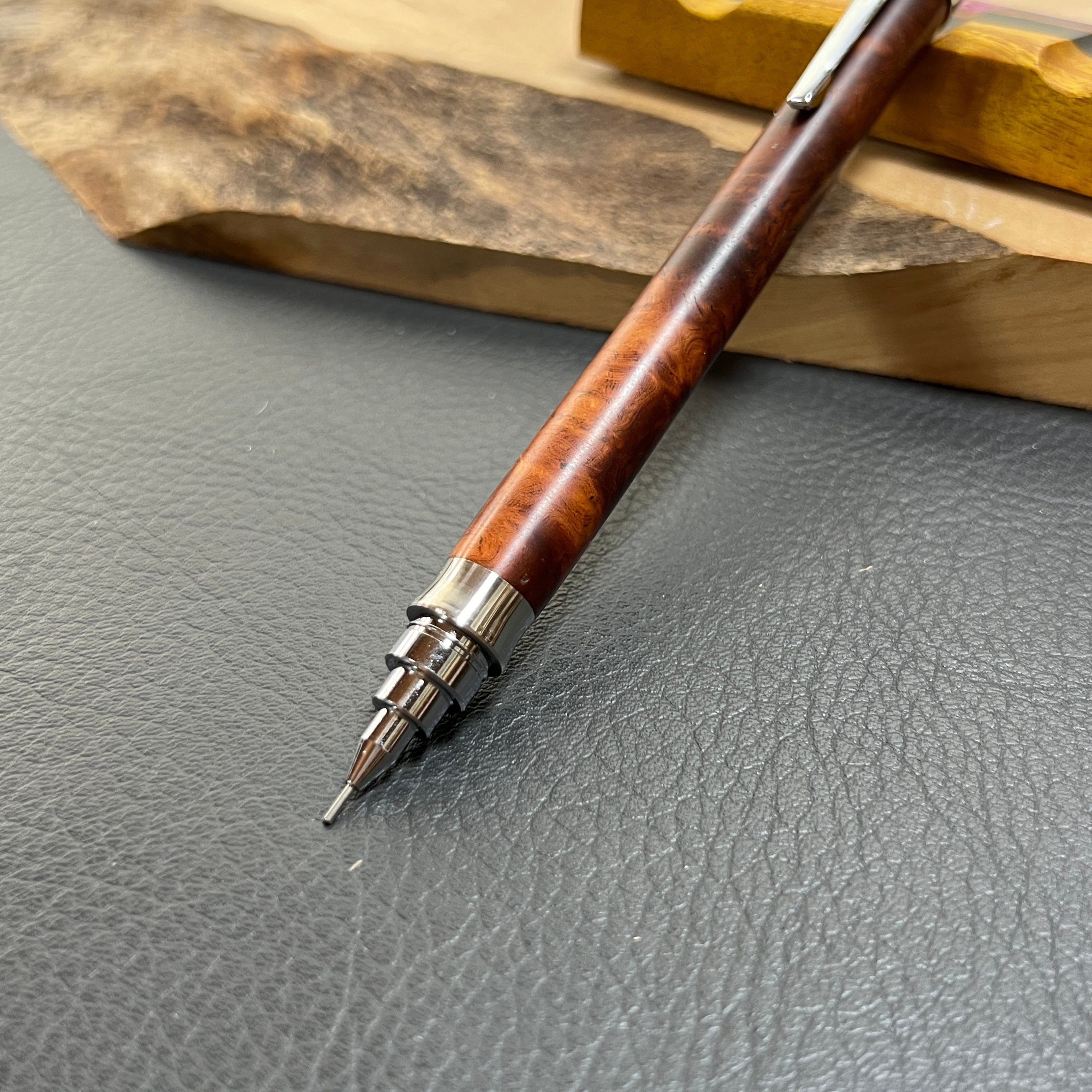 40花梨瘤濃色 木製シャーペン 最強低重心Rタイプ ステンレス | Pay ID