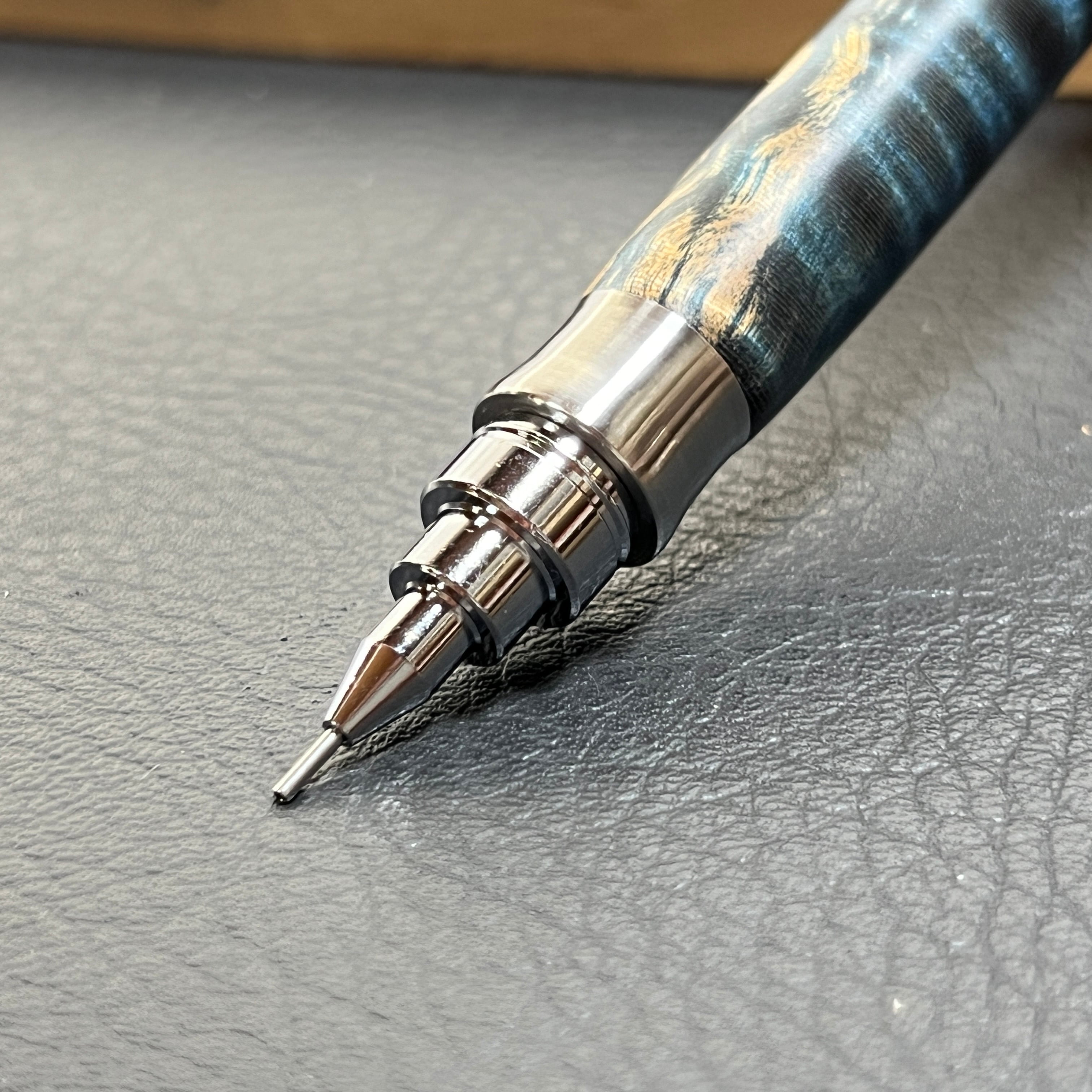 38栃縮杢スタビ 木製シャーペン 最強低重心 Rタイプ⑧ ステンレス