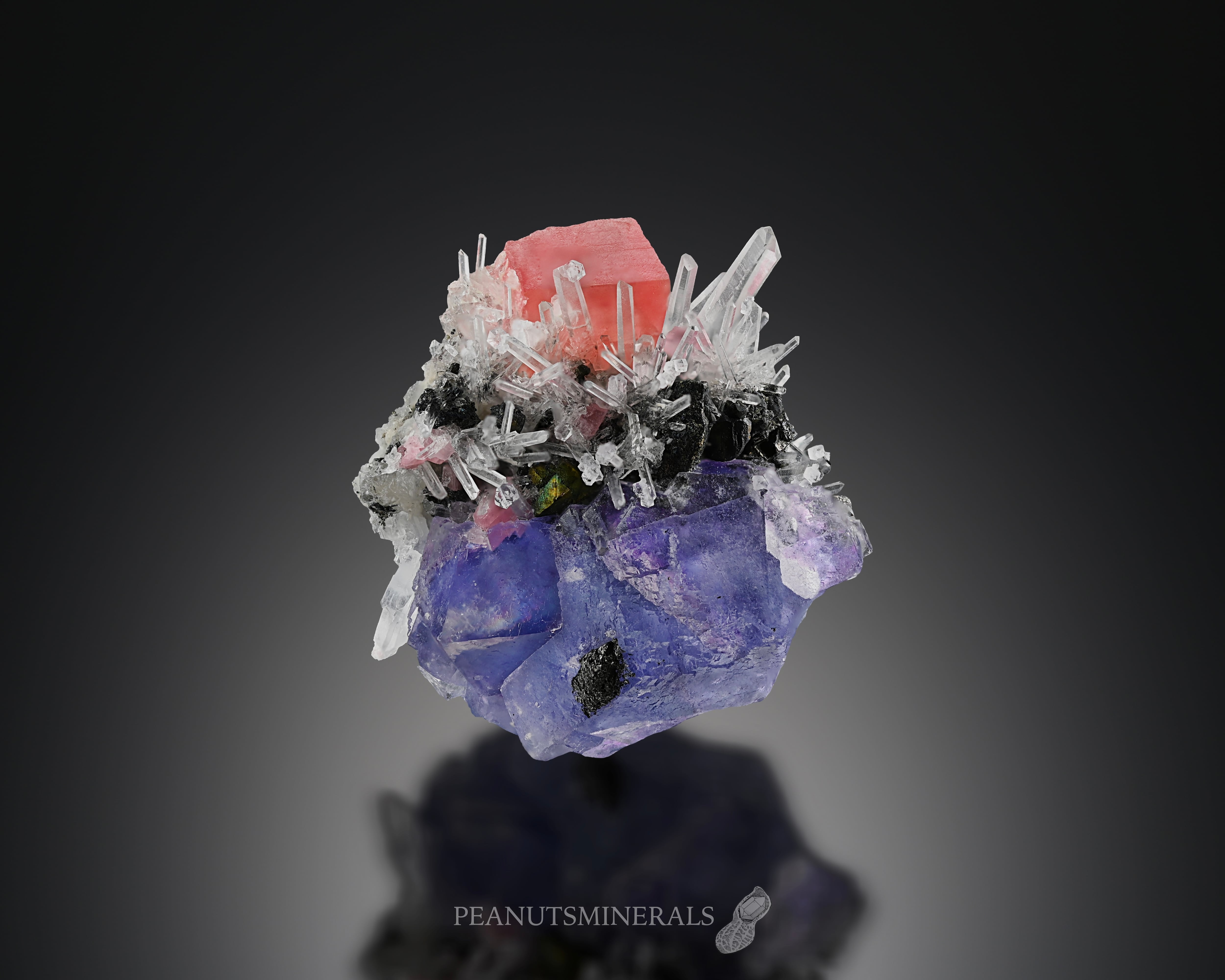 ロードクロサイト/フローライト/クォーツ/キャルコパイライト