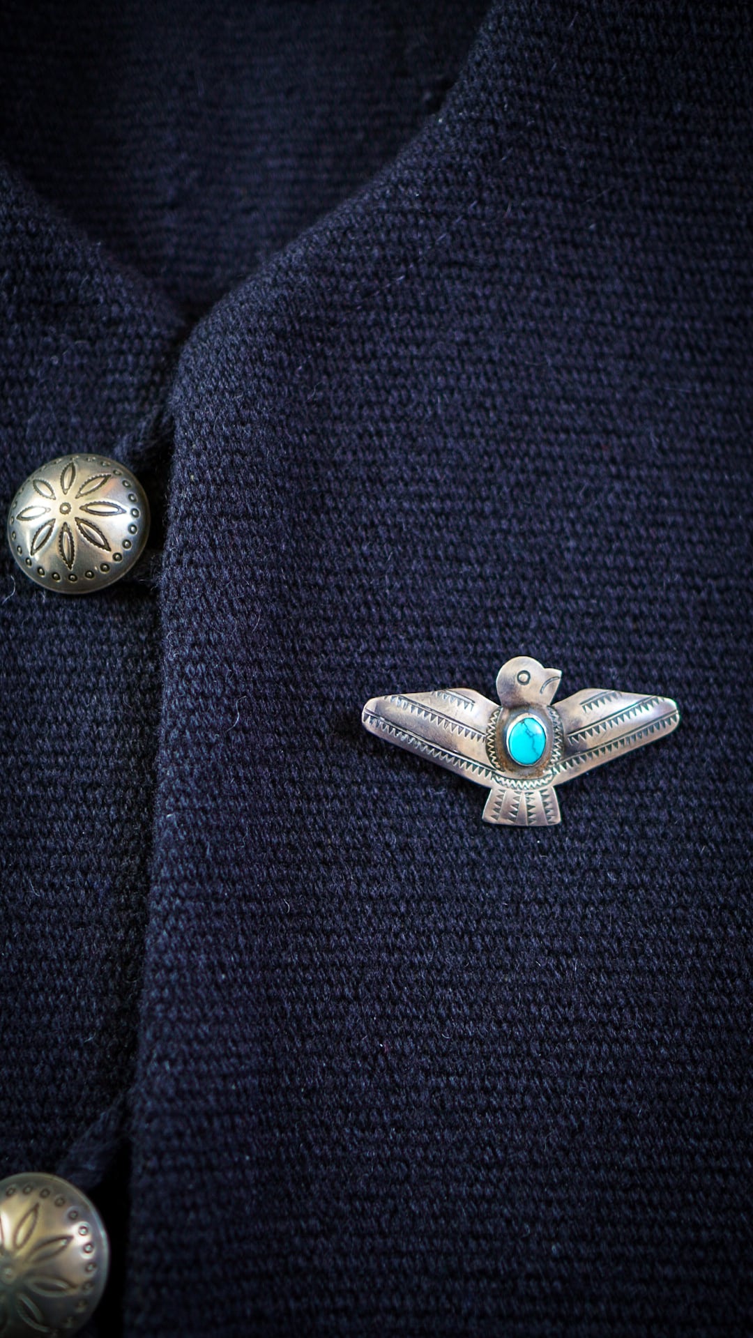 1940-1950s】ナバホ ターコイズ & サンダーバード ピン 《フレッド