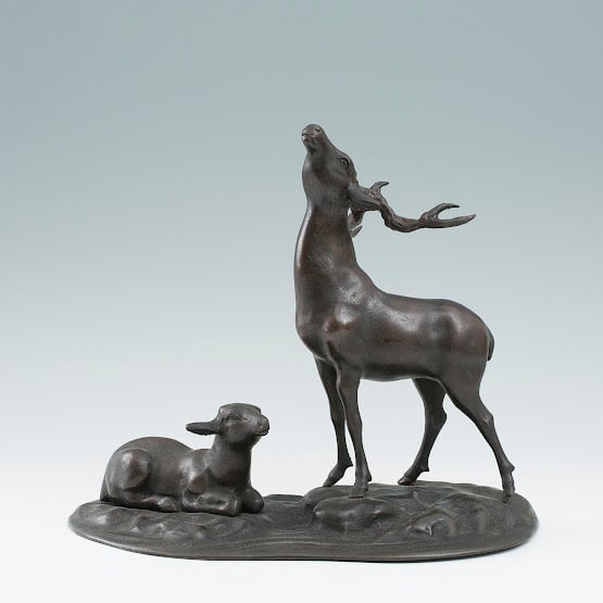 銅 鹿 置物 ブロンズ オブジェ インテリア 銅器 シカ デザイン レトロ