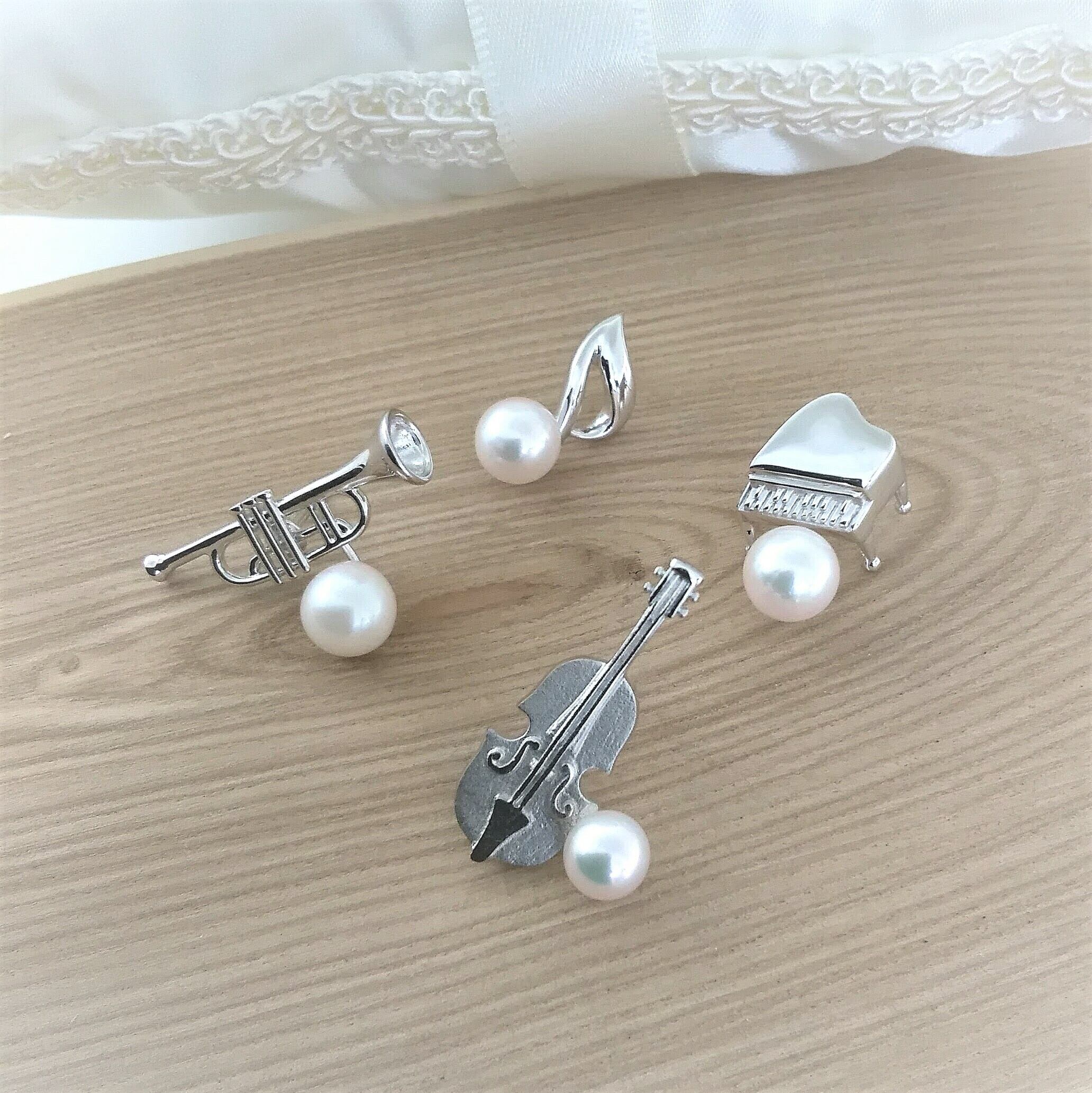 SVタックピン バスケット バスケ ギフト ピンブローチ シルバー あこや