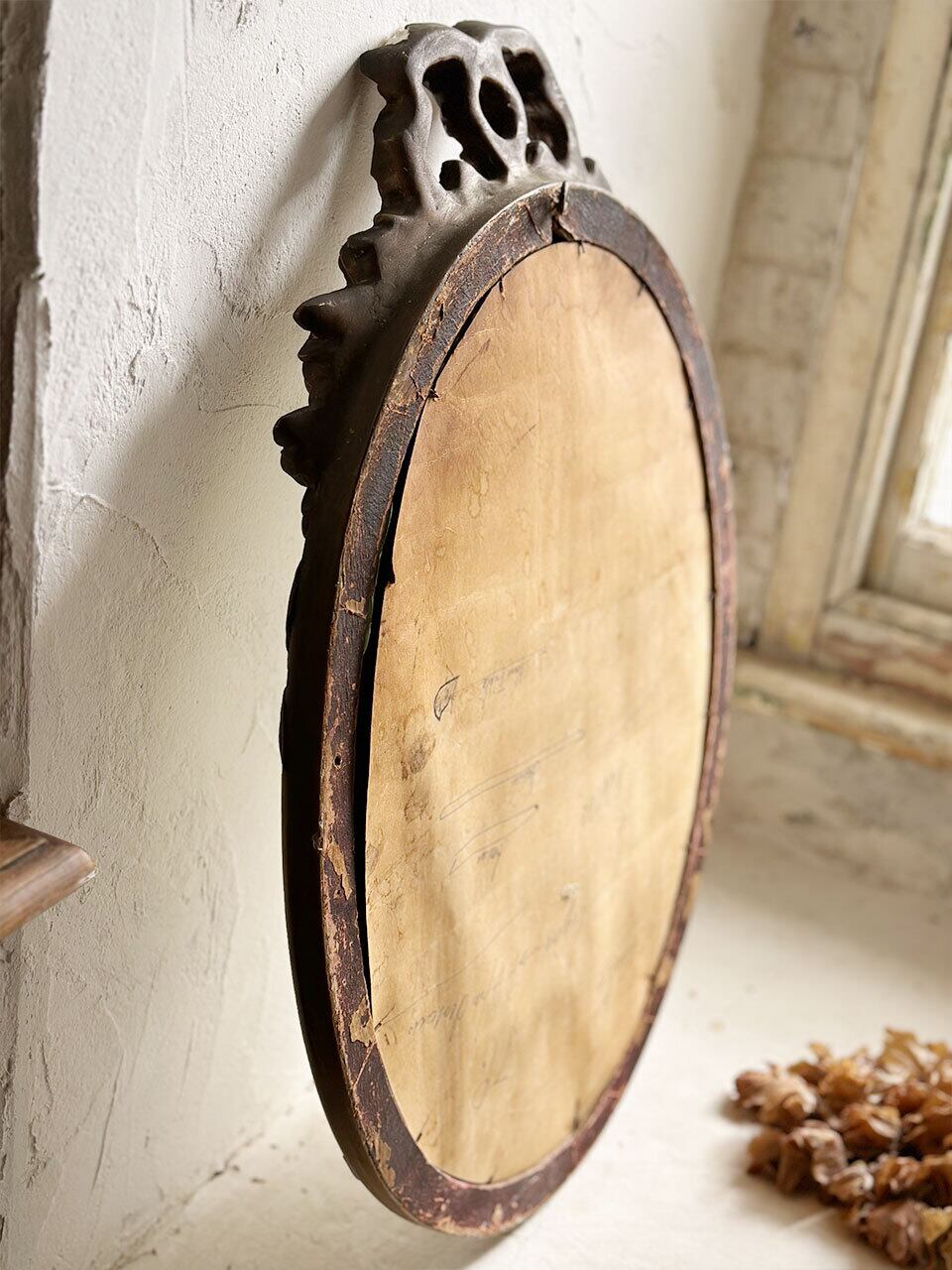 リボン装飾 オーバルミラー 壁掛け鏡 | Brocante de La Cocotte