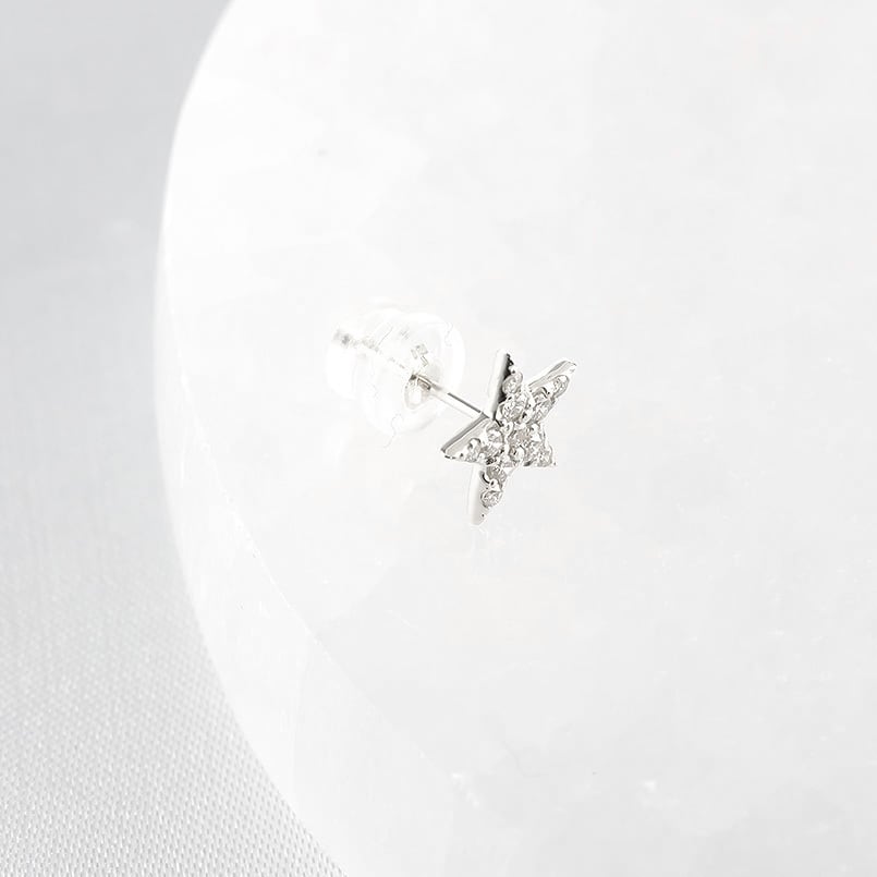 プラチナ ピアス レディース 片耳 ダイヤモンド 星 スター ダイヤ 0.1