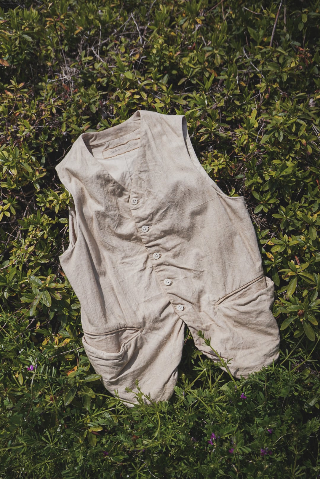 最後の1点】Andrew Driftwood Doggy bag Waistcoat / Cotton hand