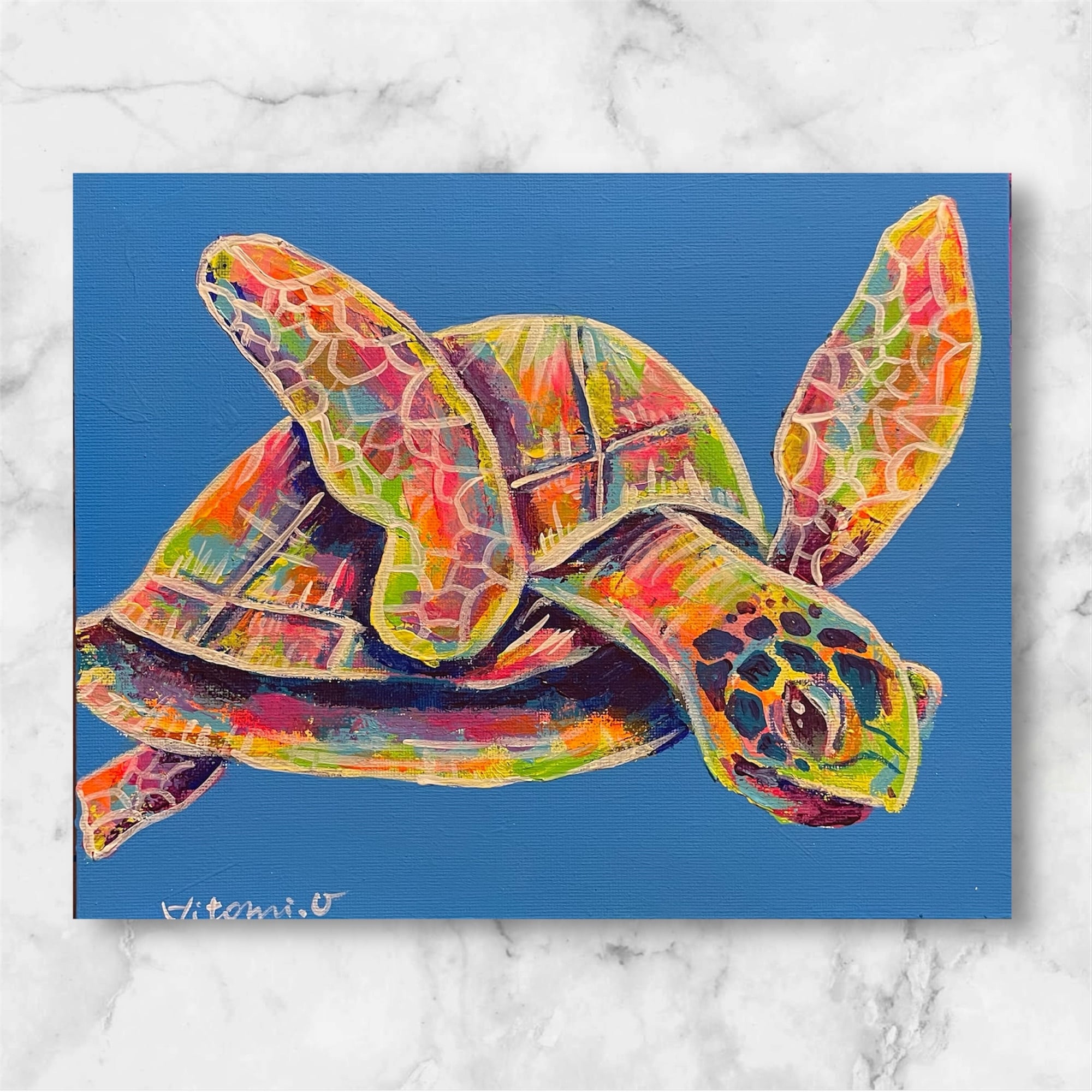 原画 金魚 動物画 絵画 アクリル画 現代アート 細密画 手描き 一点物