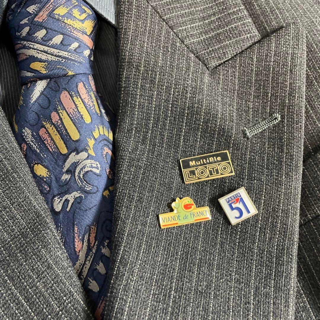 90s ヴィンテージ スーツ ダブル セットアップ成人式vol.127ストライプ