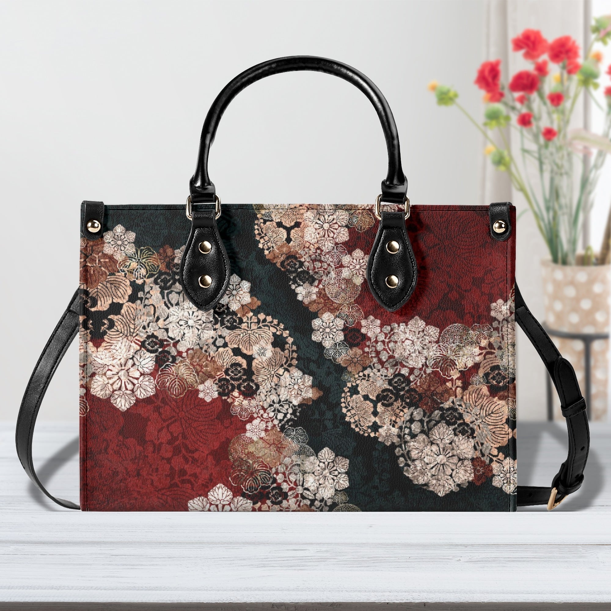 和紋様 深緑 ヴィーガンレザーバッグ | Baroque Japanesque バロック