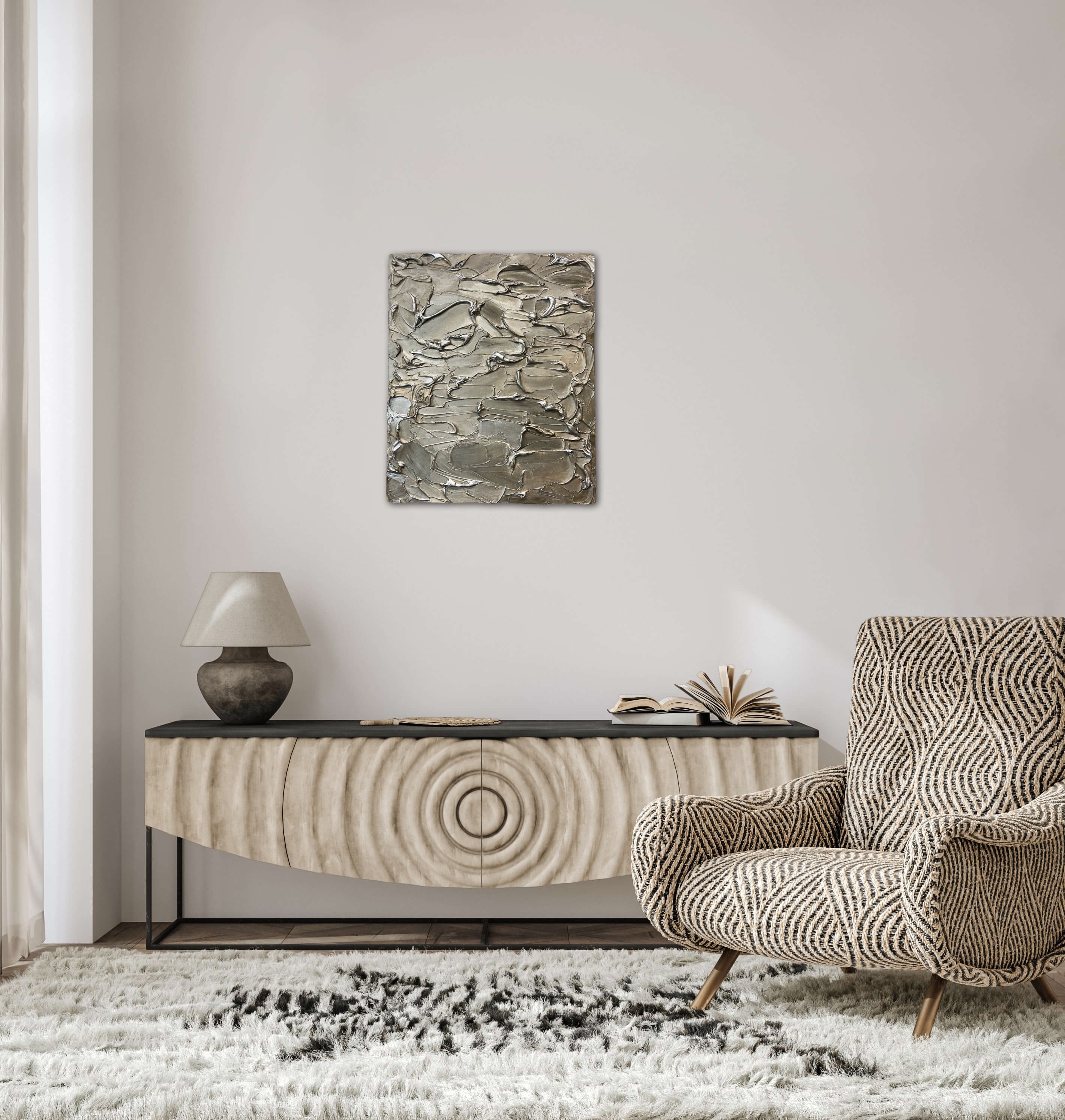 見えない境界 - 抽象画 24×33㎝ キャンバス F4号 原画1点のみ モダン