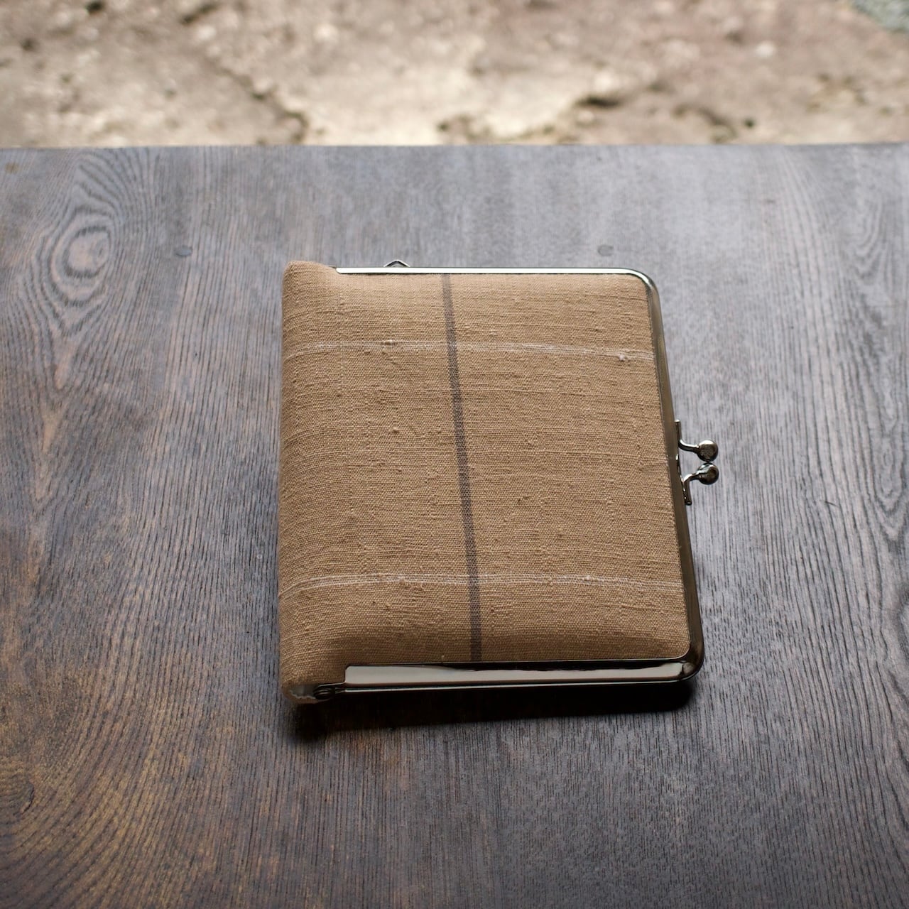 がまぐちのブックカバー（丹波栗） | 丹波布 -Tamba nuno -｜ムラカミ染織