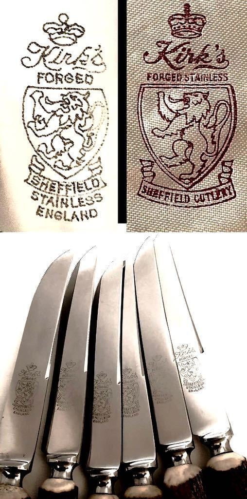 英国ビンテージ ホーン/角 スタッグ/雄鹿 ステーキナイフ6本 ホーン