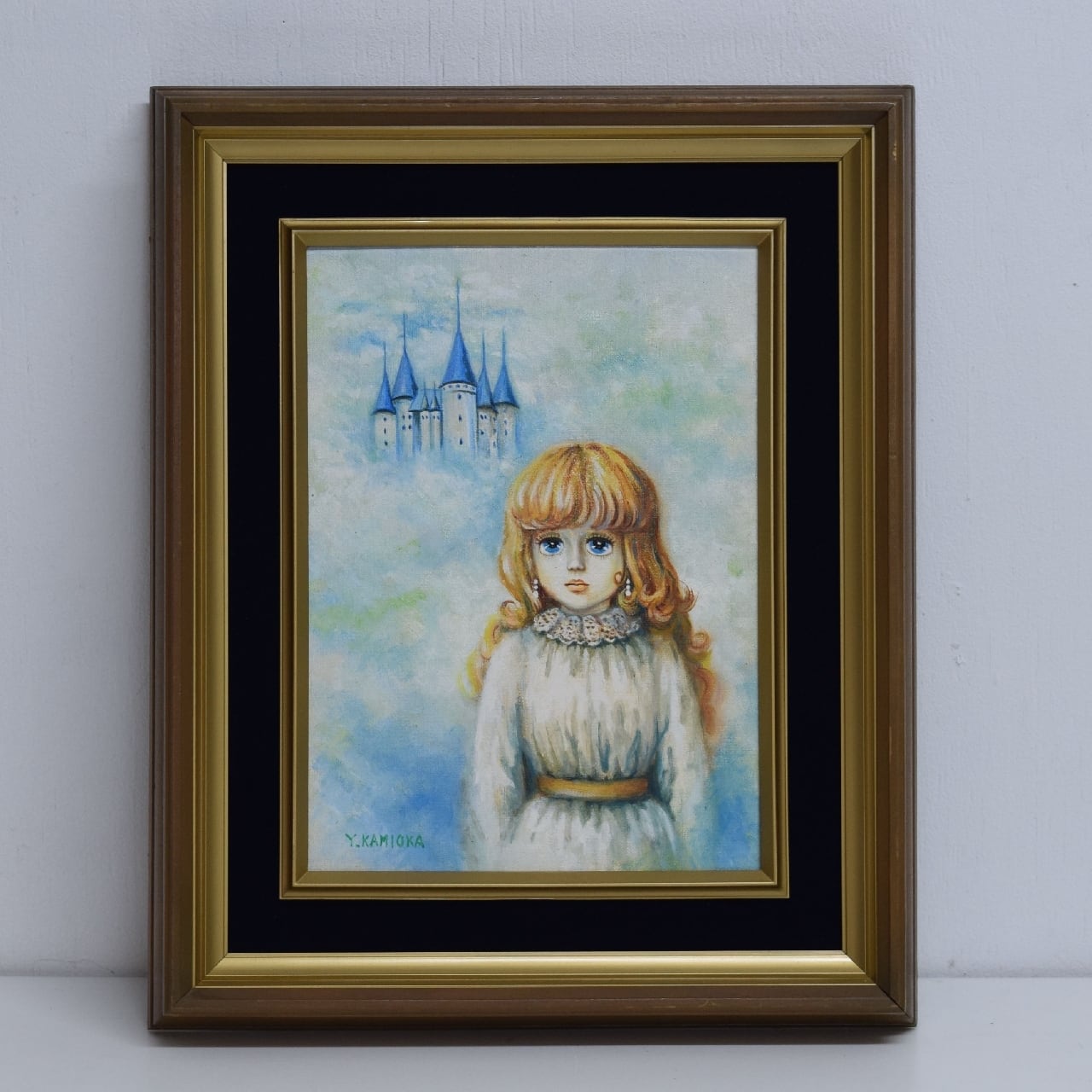 油彩 上岡由子 1981年作品 「望郷」キャンバス裏作者サイン有り | 一