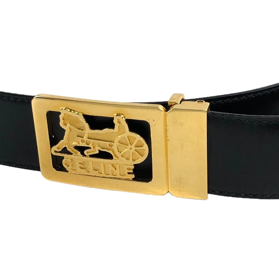 CELINE セリーヌ ベルト ブラック 馬車 レザー vintage ヴィンテージ