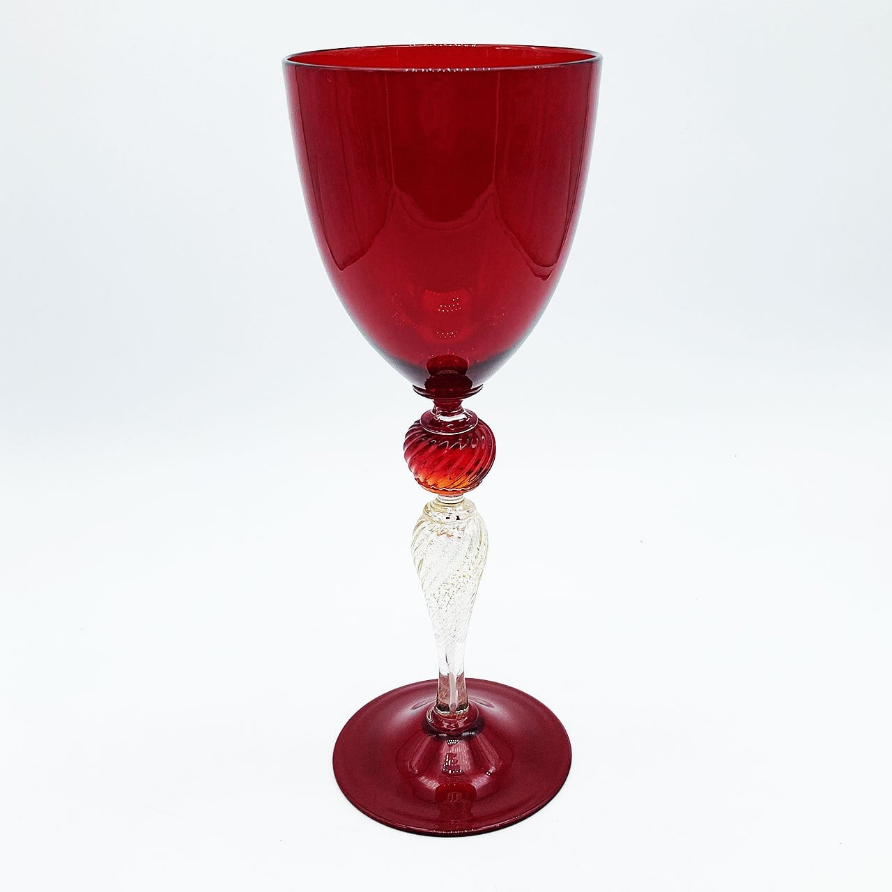 ベネチアングラス ムラノ イタリア ワイングラス レッド ゴールド