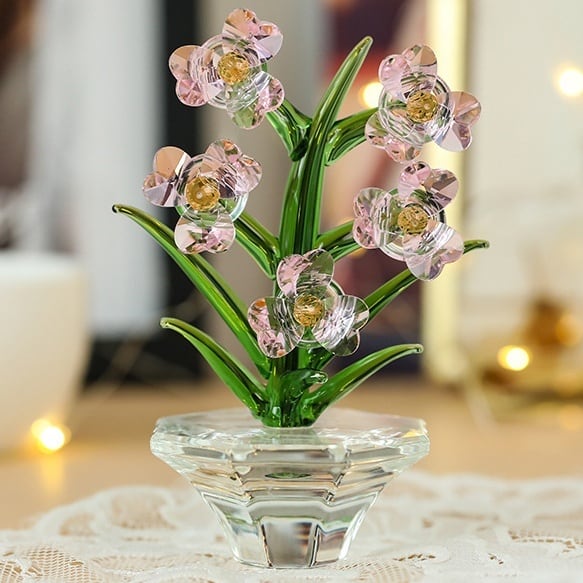 クリスタルガラスの水仙 きらきら輝く花 置物 記念日 お祝い | Russel