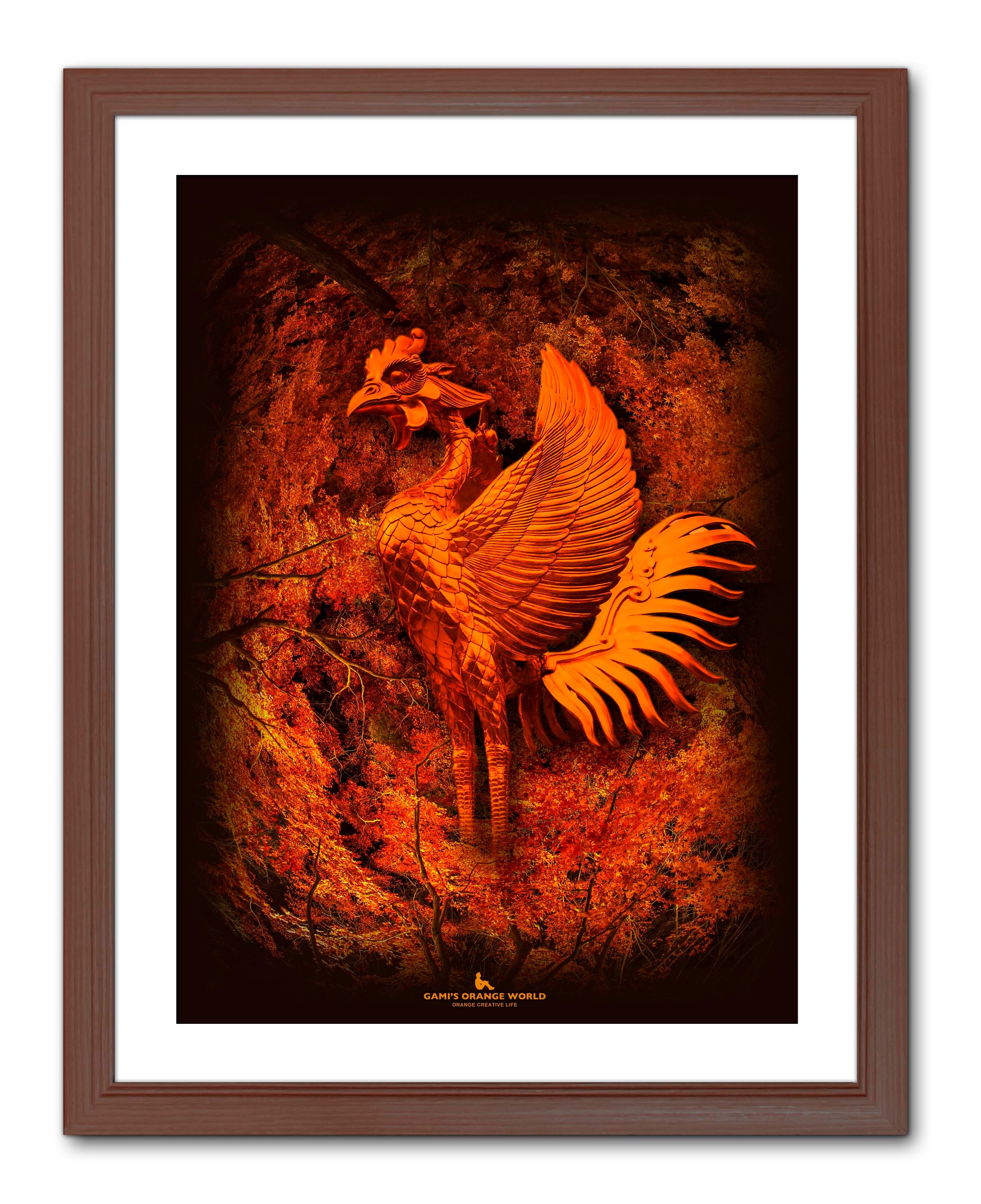 額付アート写真/A3ノビ】ORANGE GOLD PHOENIX（橙金の鳳凰） | GAMI'S