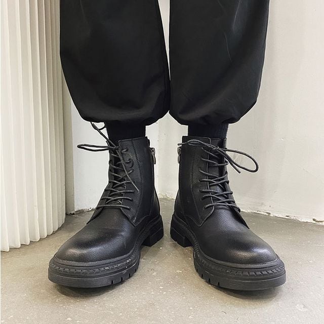 予約販売】ワークブーツ メンズ 編み上げ 艶消し レザー エンジニア