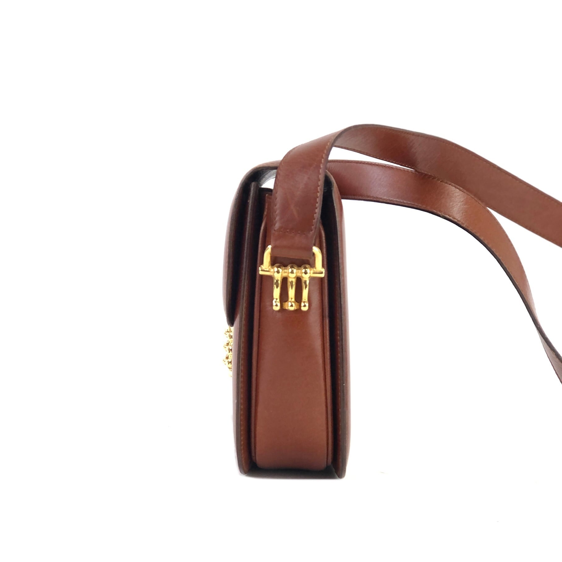 CELINE セリーヌ ホースビット 3連 レザー ショルダーバッグ クロス