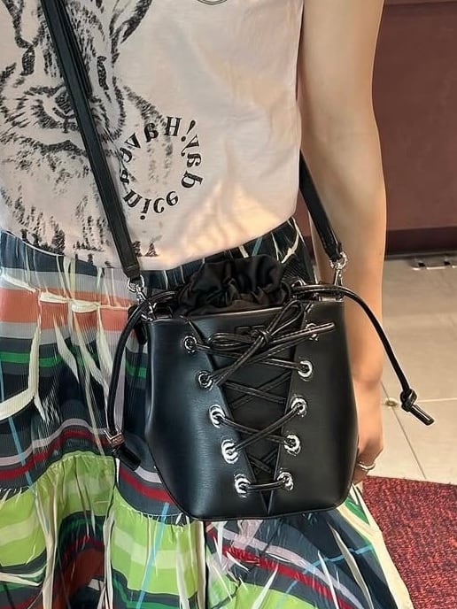 25SS】GANNI ガニー / Black GANNI Lace-Up Bou Bag / ショルダー