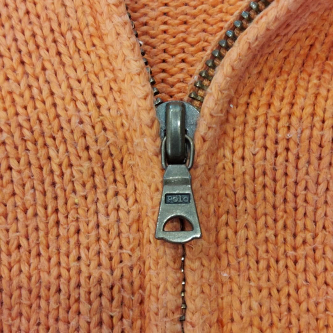 ポロバイ ラルフローレン ハーフジップニット 刺繍 M オレンジ 緑