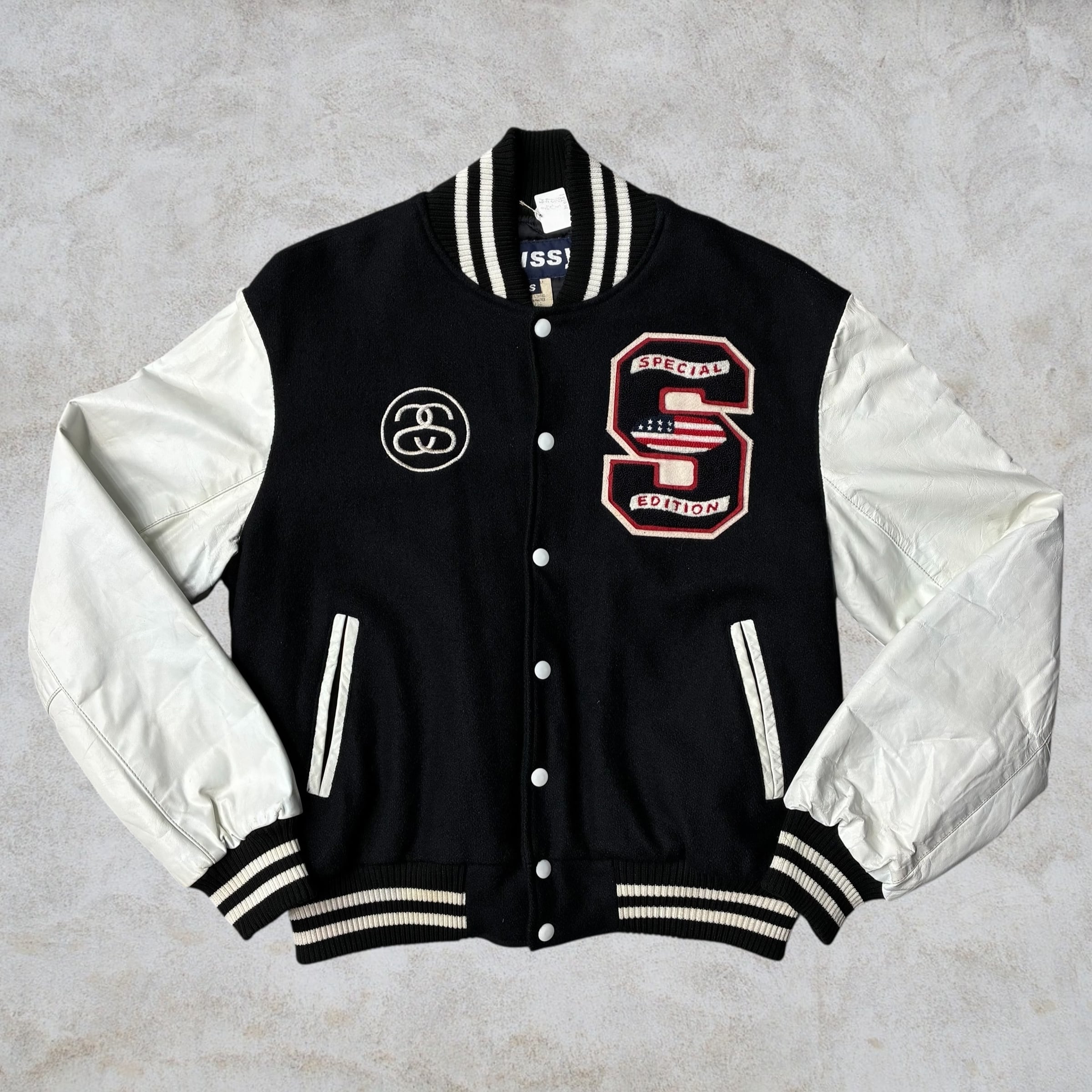 00's old stussy Leather Down Jacket 