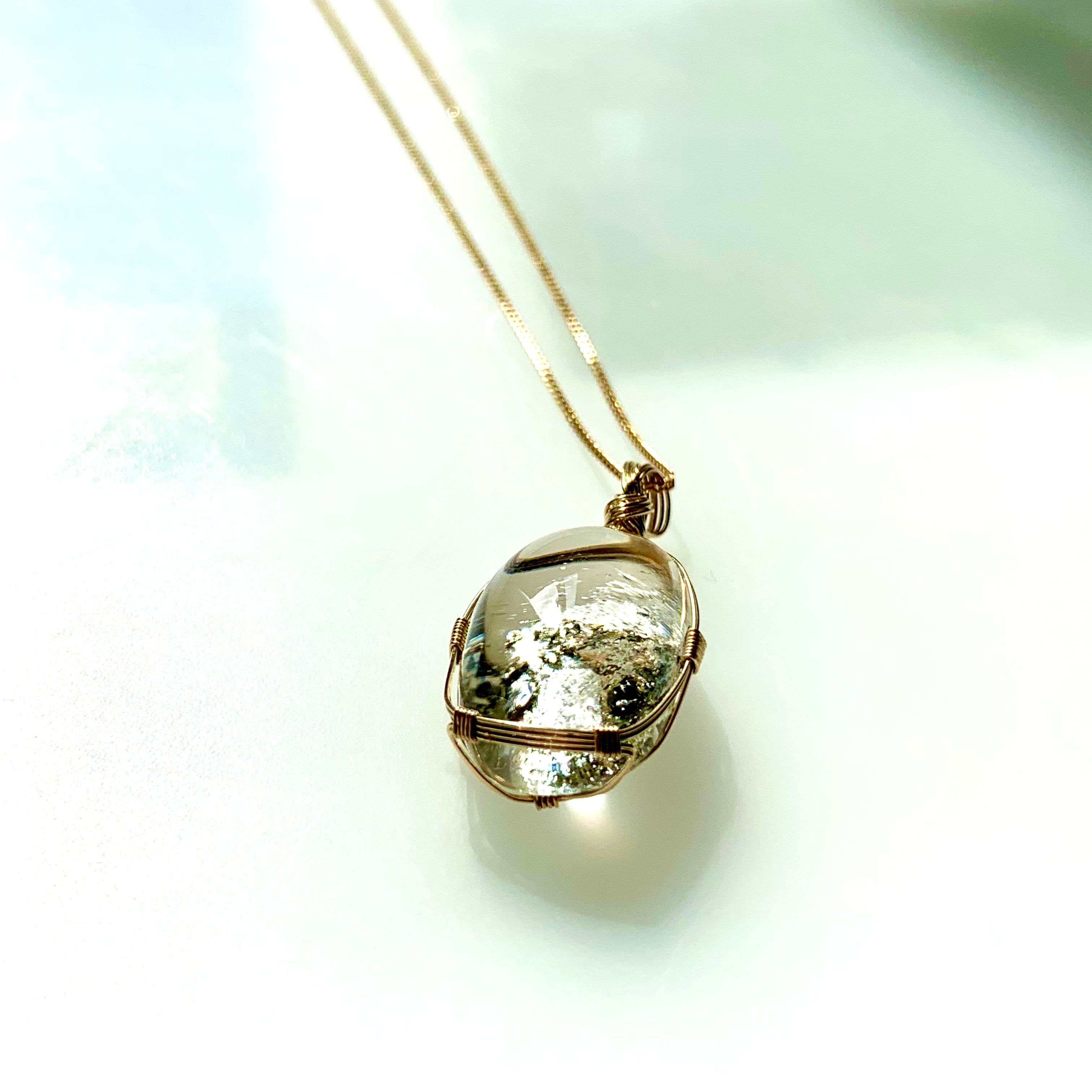 パイライトインクォーツ・ペンダントトップ | 天然石ワイヤーアート