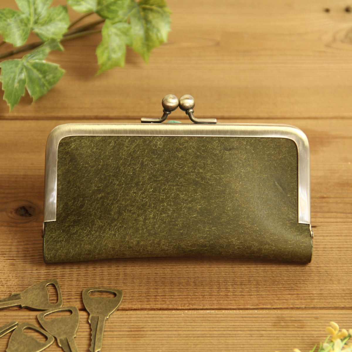 がま口キーケース / グリージオ | HANARE LEATHER オンラインショップ