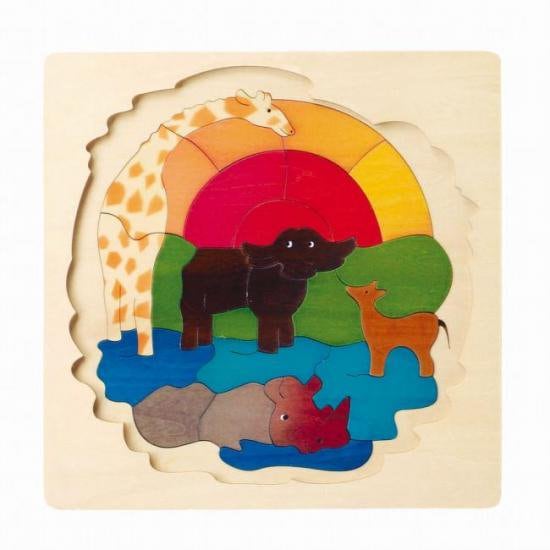 ジョージラックパズル 2重パズル アニマルバス 3歳〜 木製 | 木の