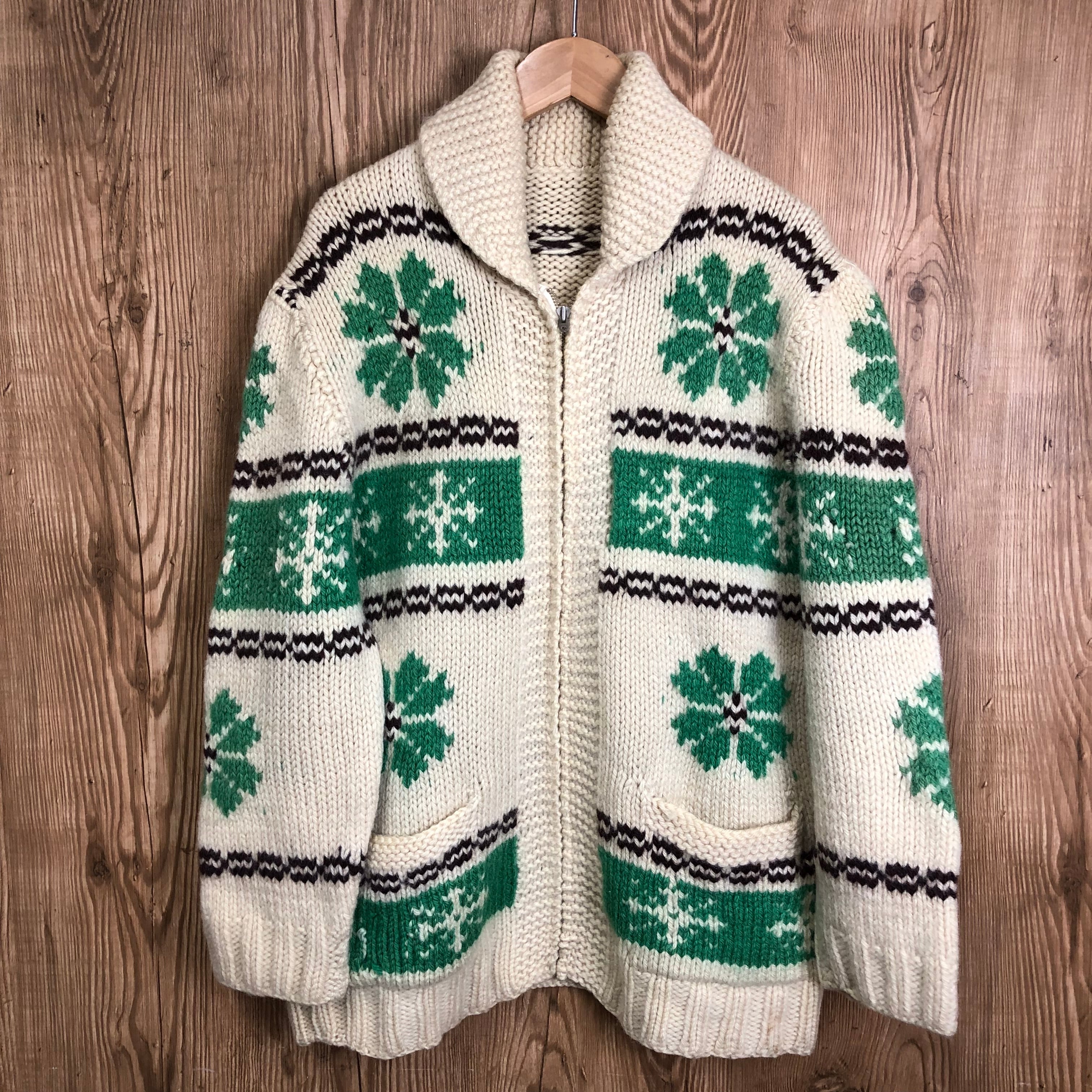 60s LIGHTNING ジッパー使用 ショールカラー カウチン セーター