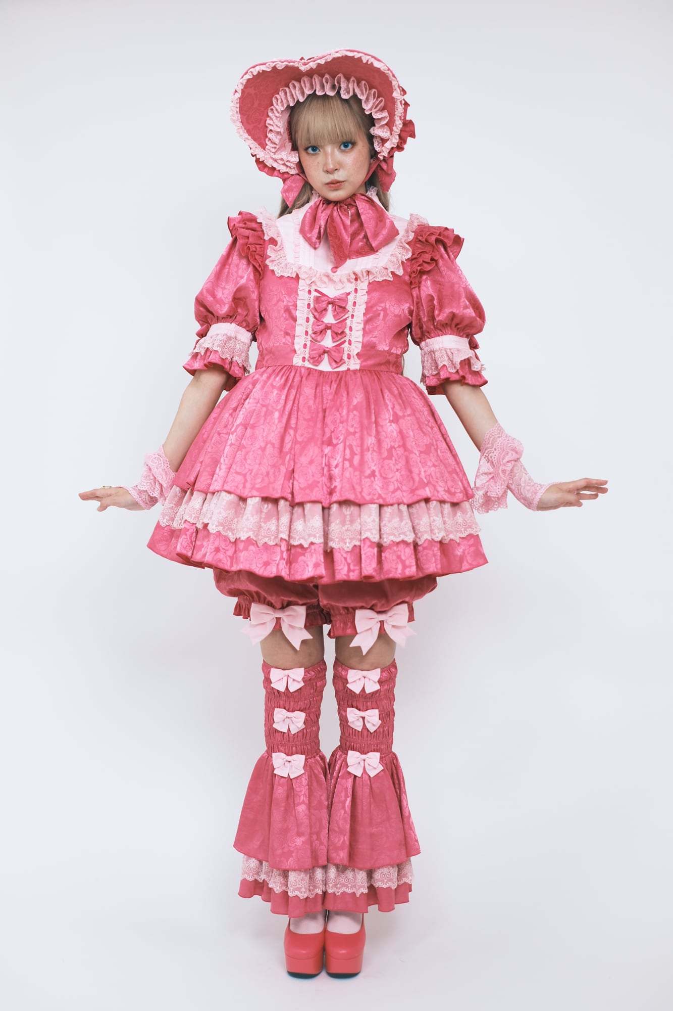 ショッキングロリィタ (ピンク)ワンピース&ドロワーズ&ボンネット