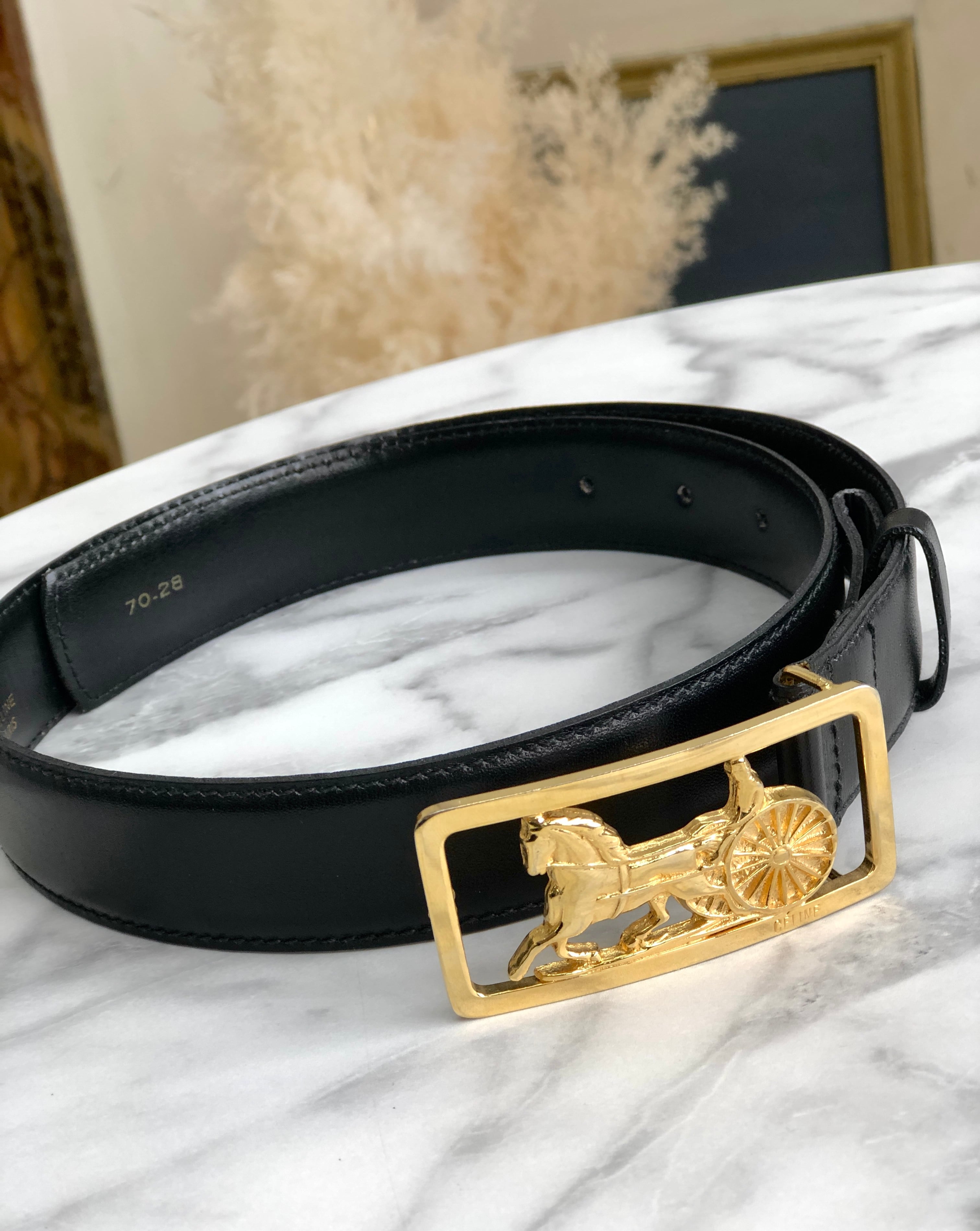 CELINE セリーヌ 馬車 ホースキャリッジ レザー ベルト ブラック